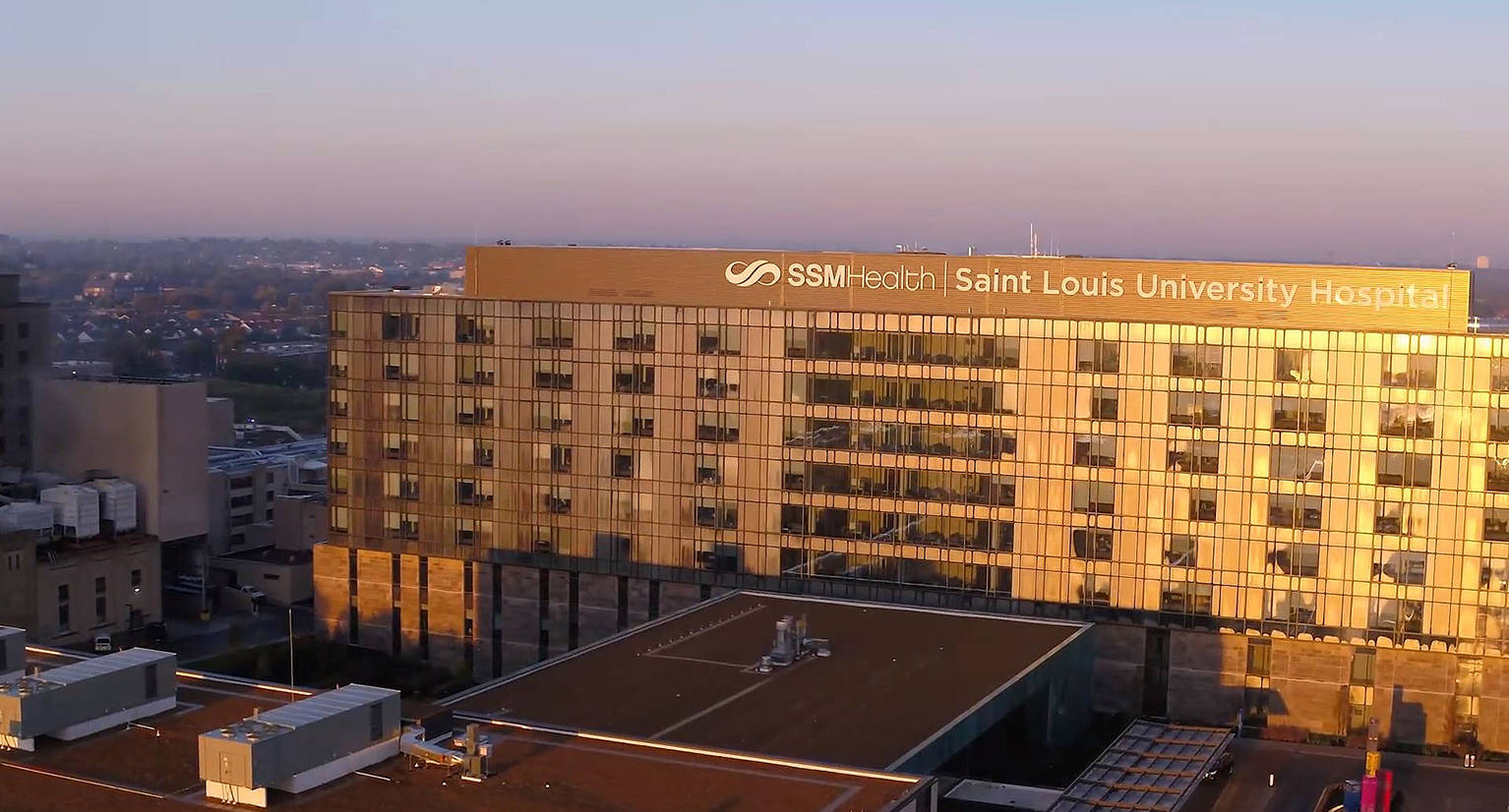 Saint Louis University Hospital Aerial Shot Background