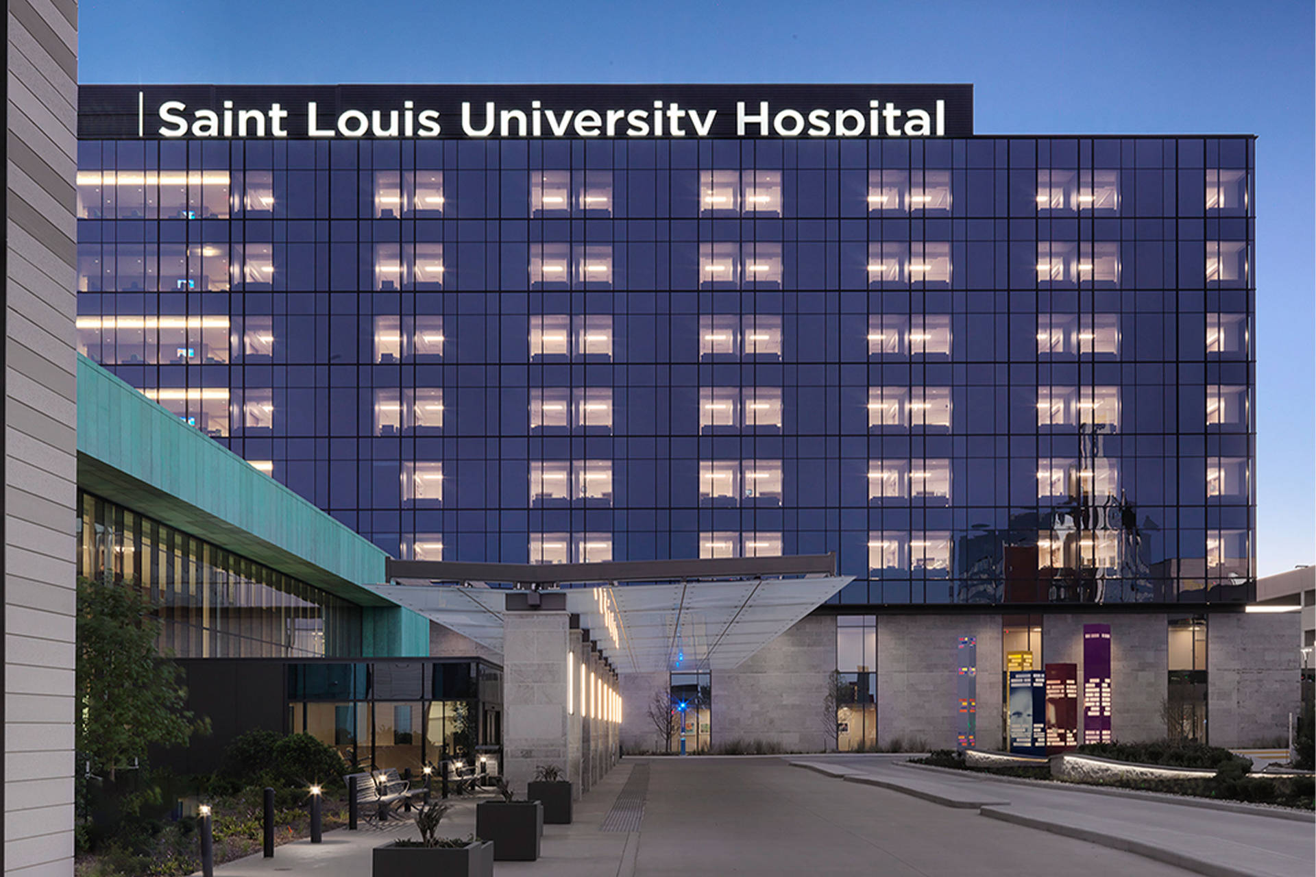 Saint Louis University Hospital's Inspiring Facade Background