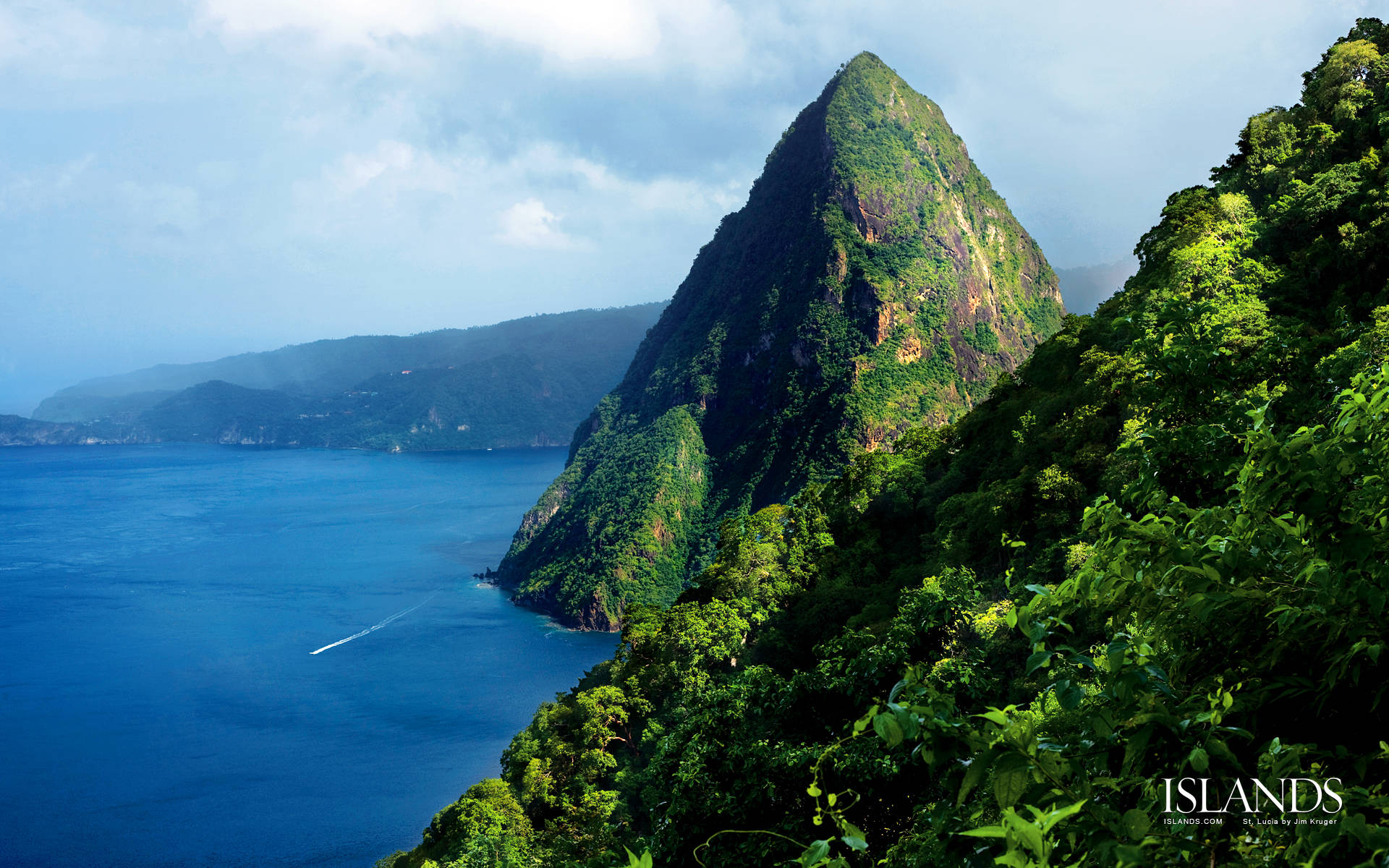 Saint Lucia Petit Piton Mountain Background