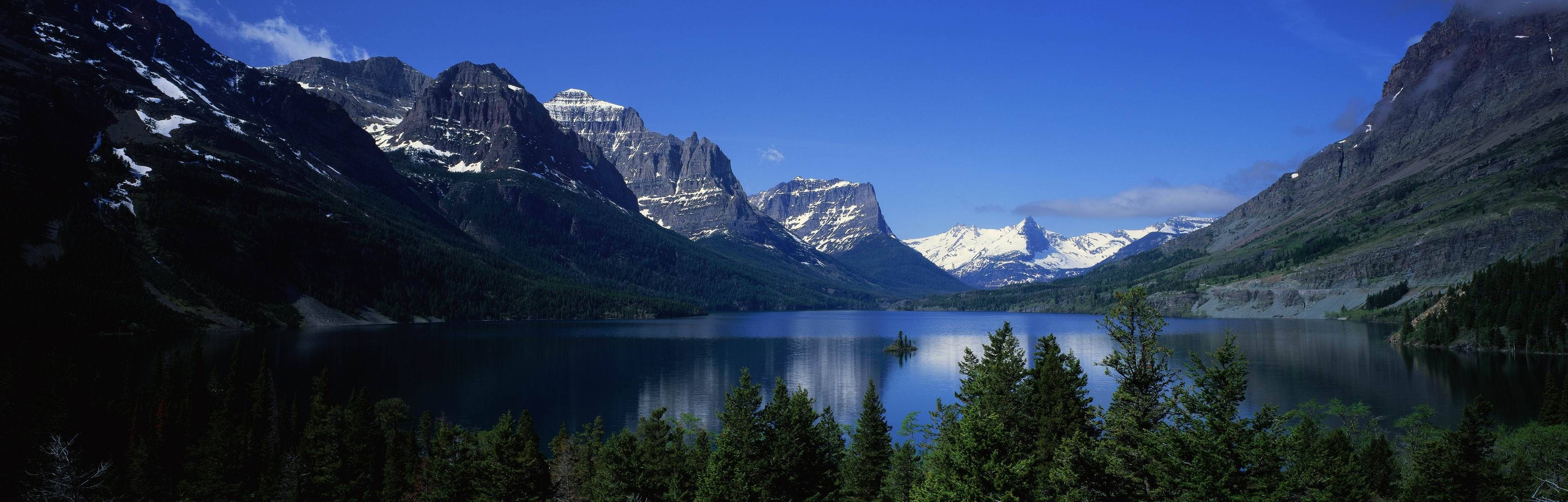 Saint Mary Lake In Glacier National Park For Monitor Background