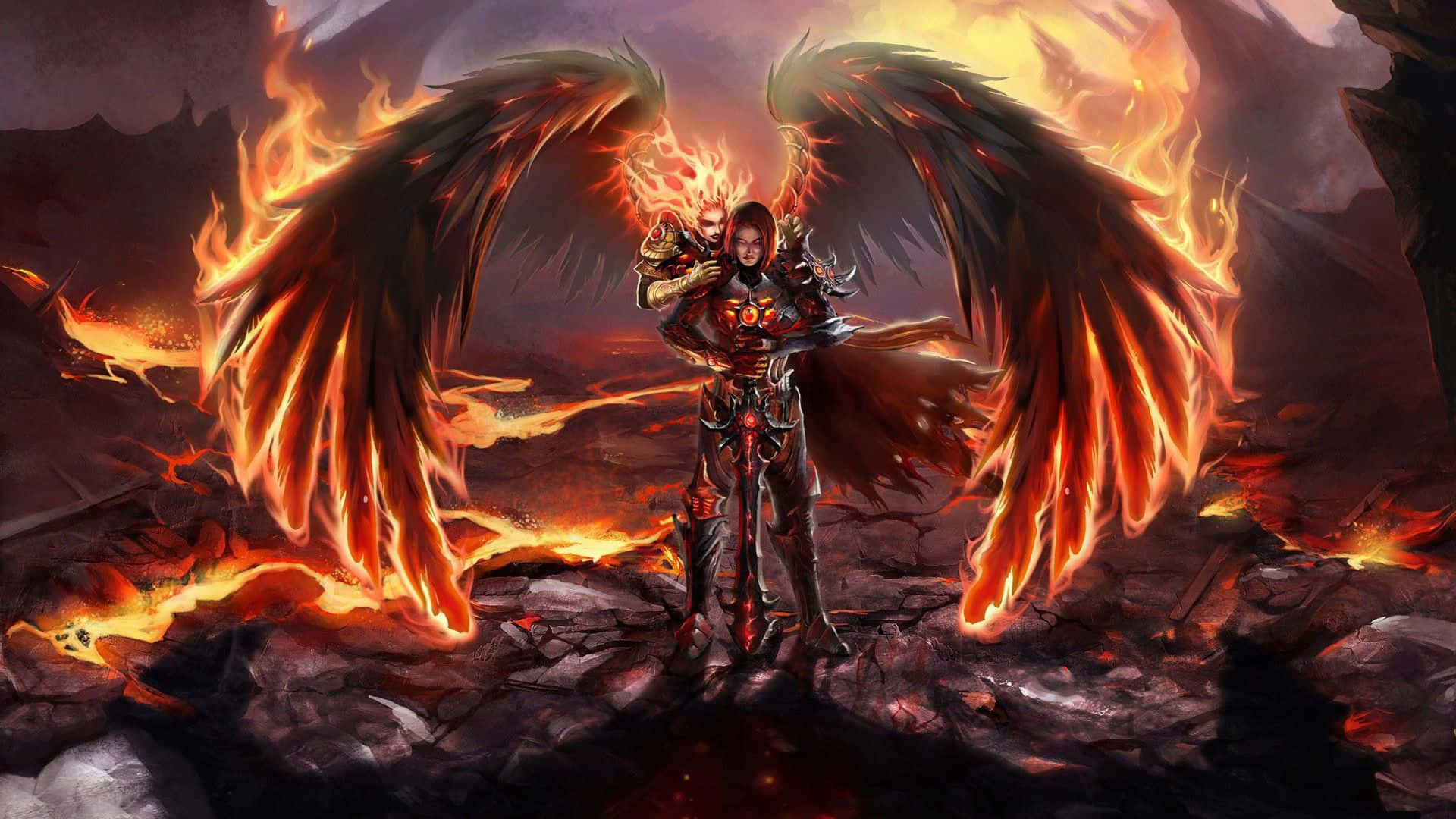 Saint Michael, The Archangel In Battle Background