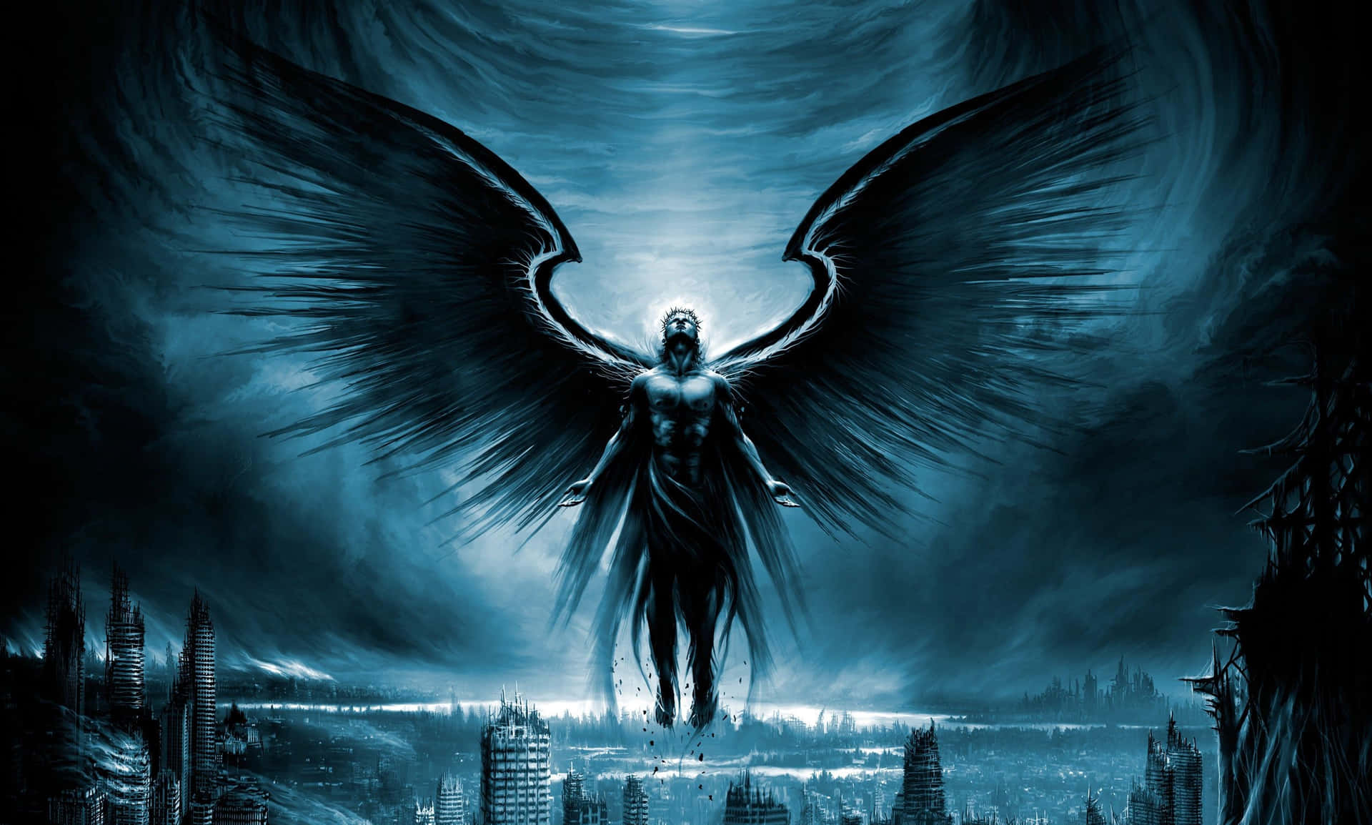Saint Michael The Archangel In Battle Background