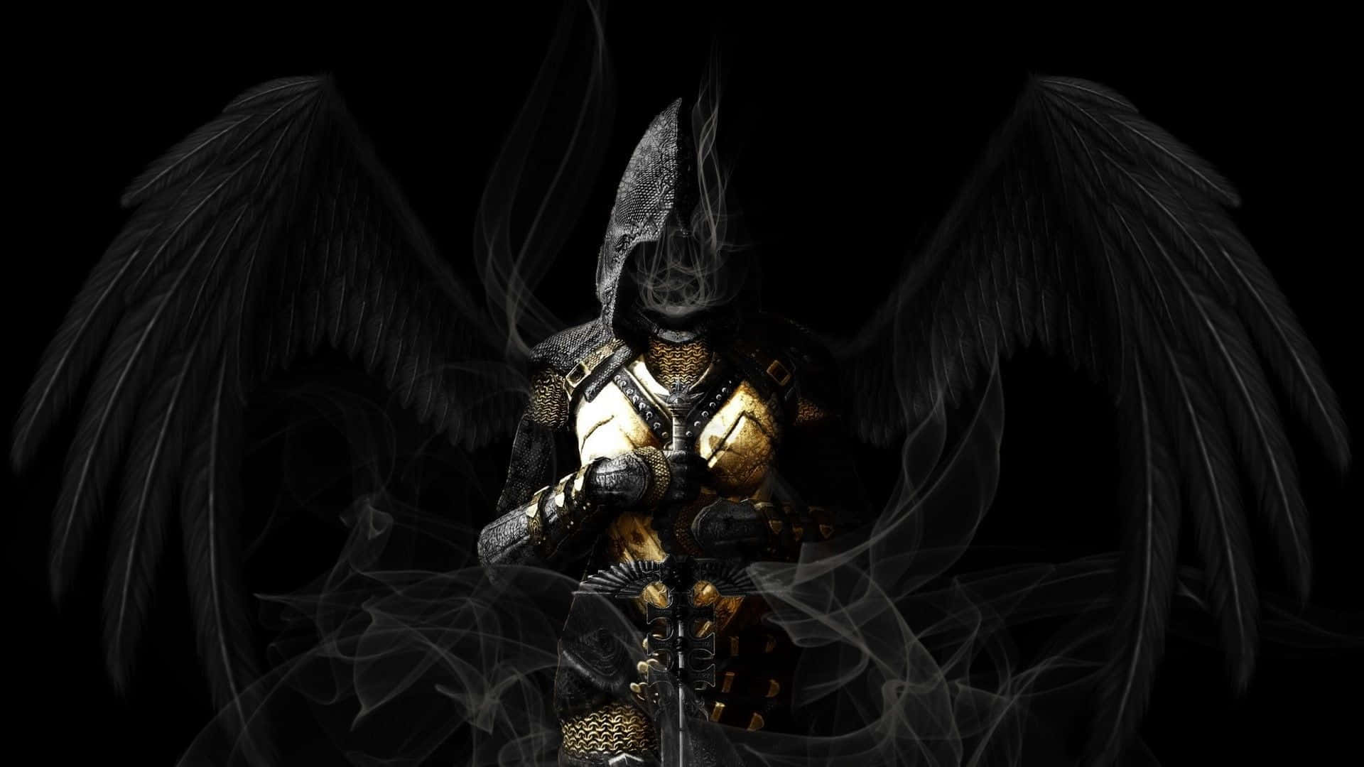Saint Michael The Archangel In Battle Background