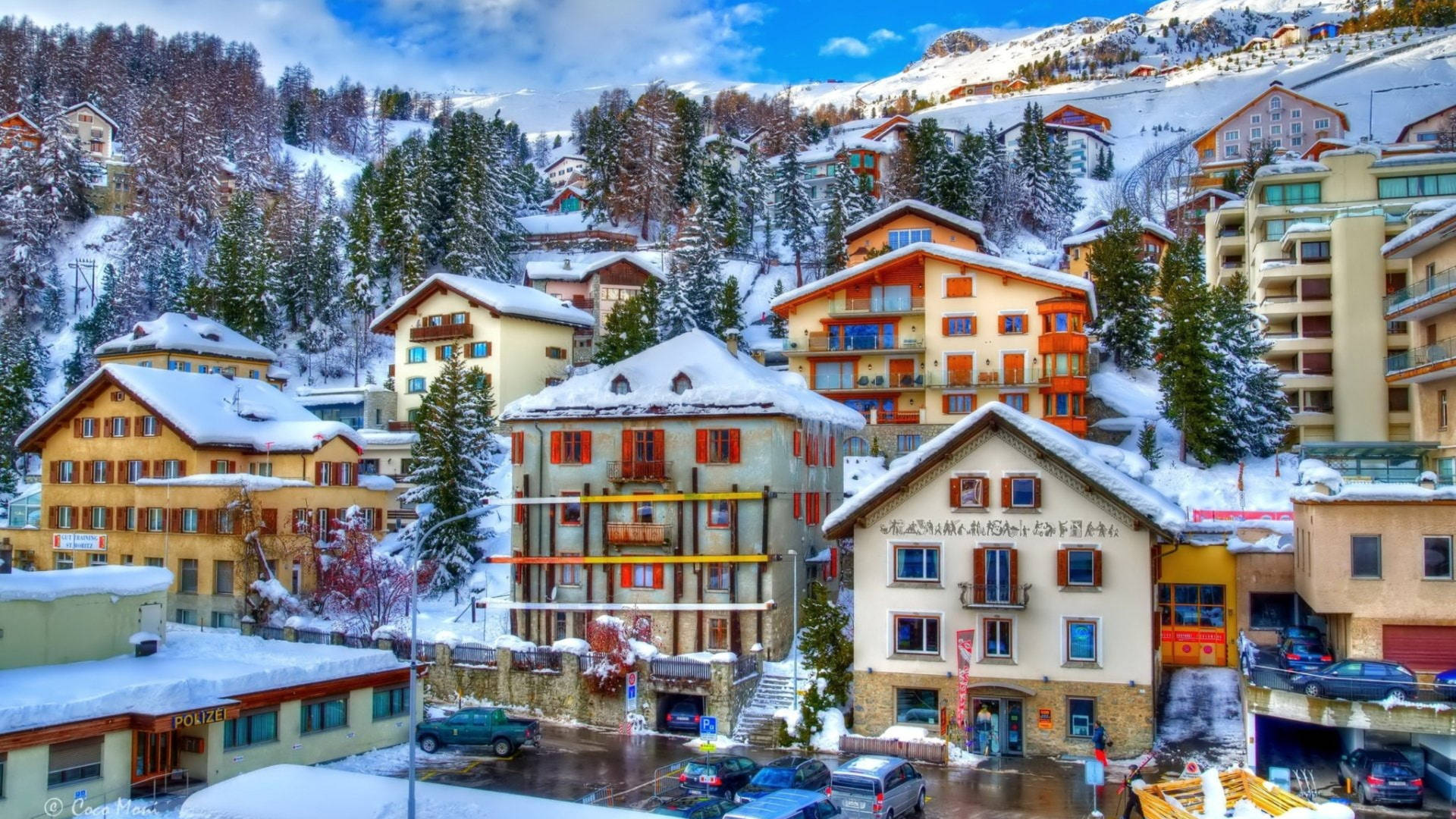 Saint Moritz Town Switzerland Background