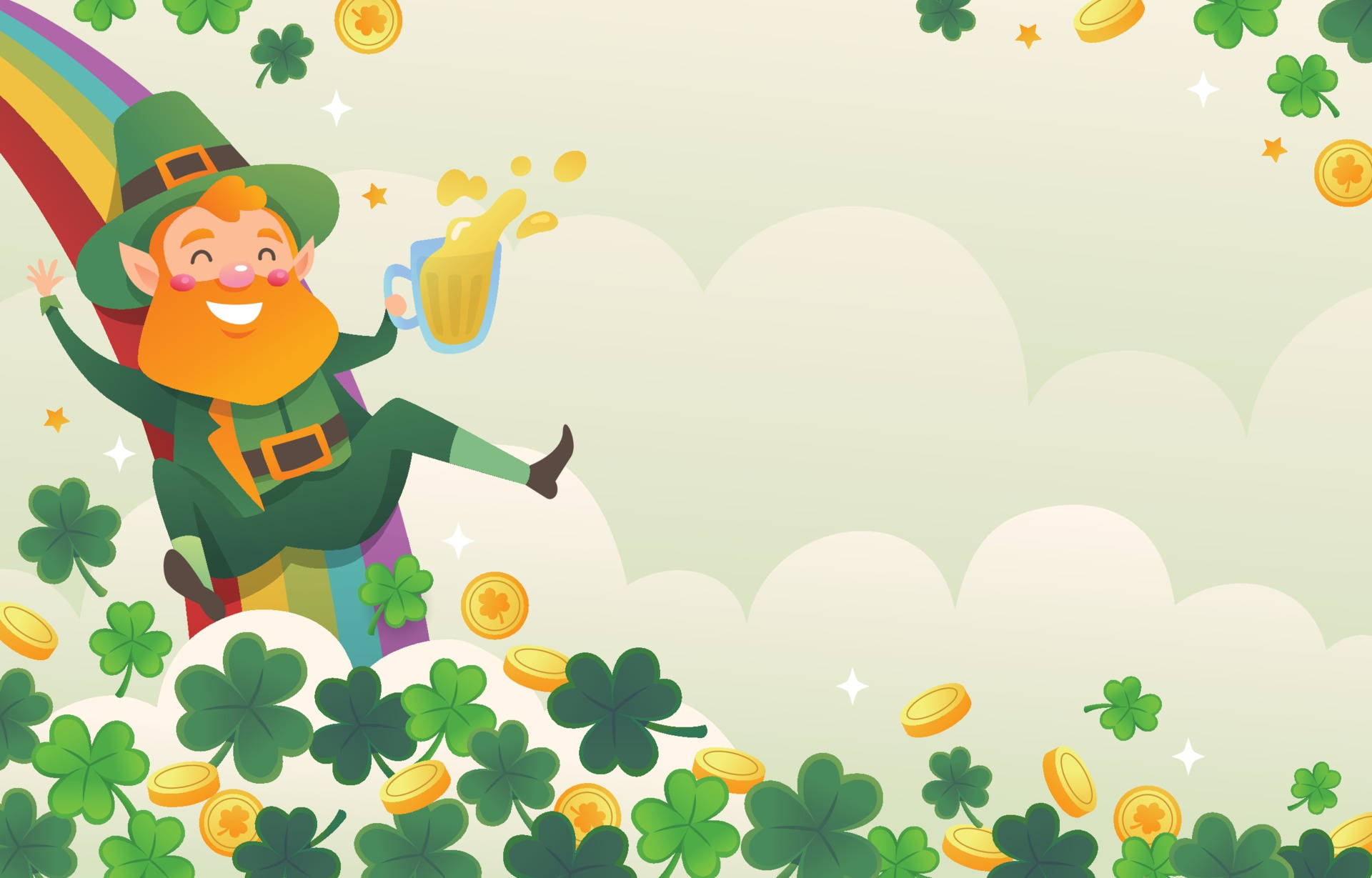 Saint Patrick’s Day With Cartoon Leprechaun Background