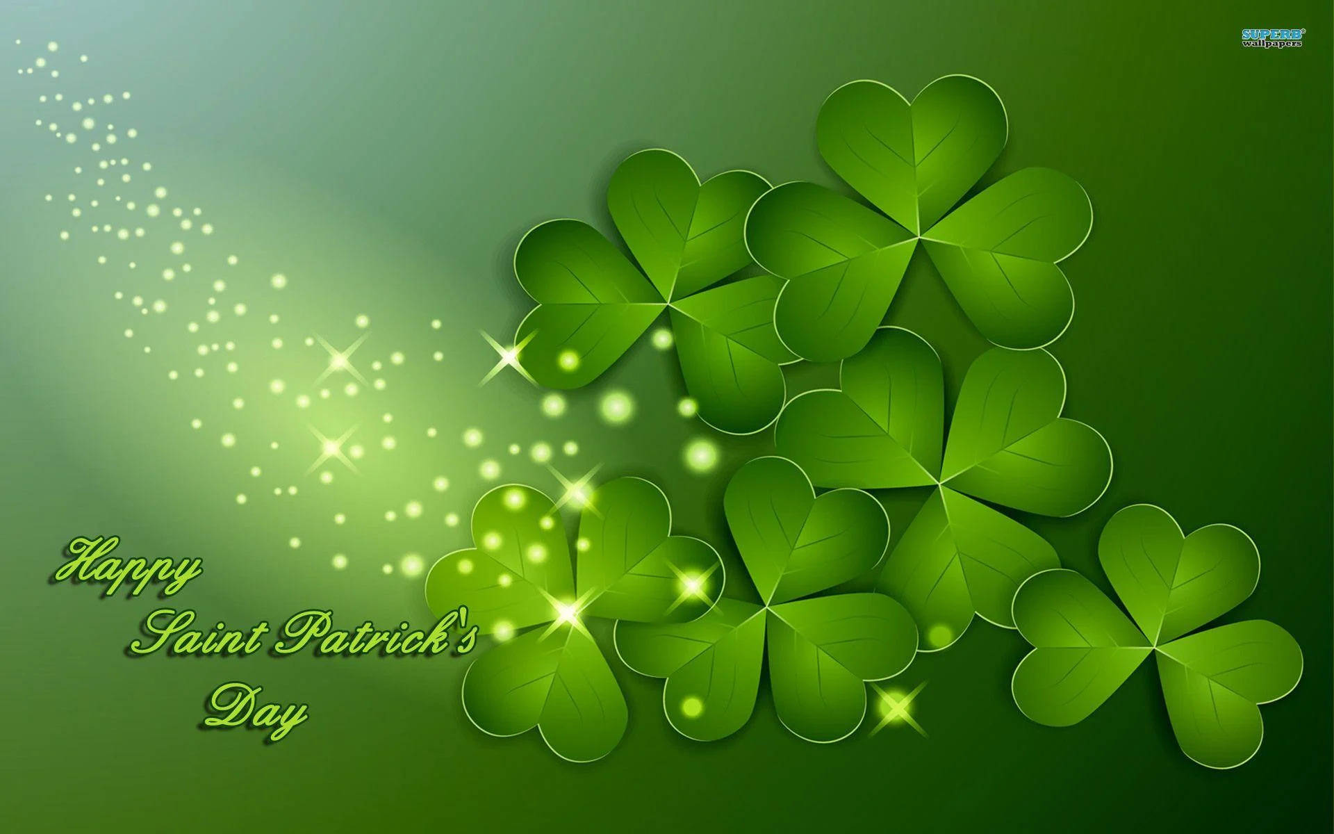 Saint Patrick’s Day With Sparkles And Clovers Background