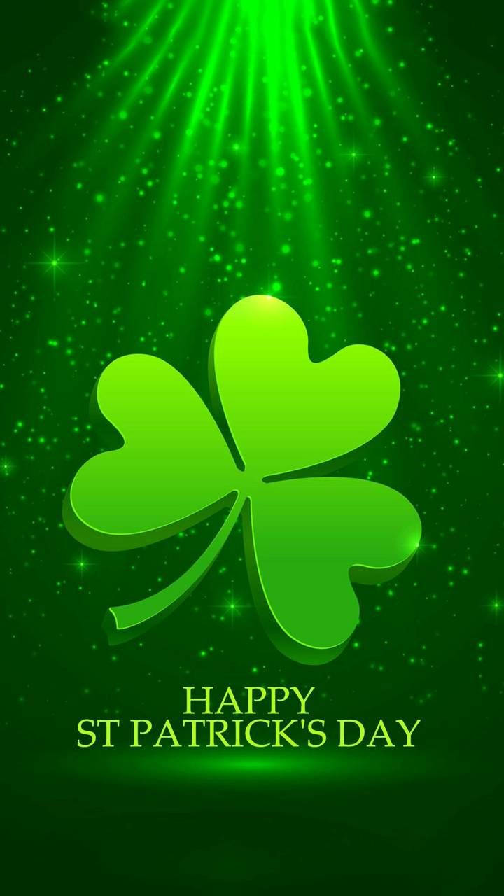 Saint Patrick’s Day With Spotlight On A Clover Background