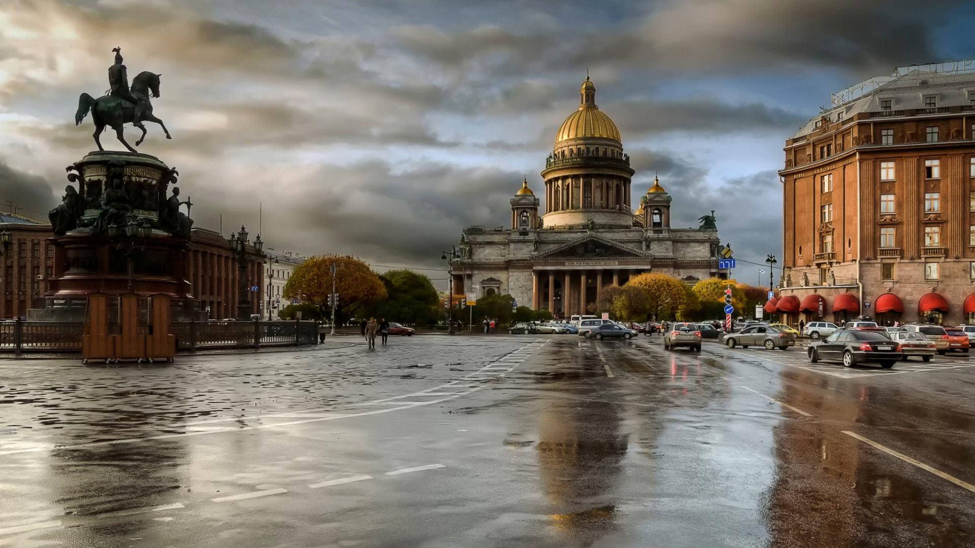 Saint Petersburg In A Stormy Weather Background