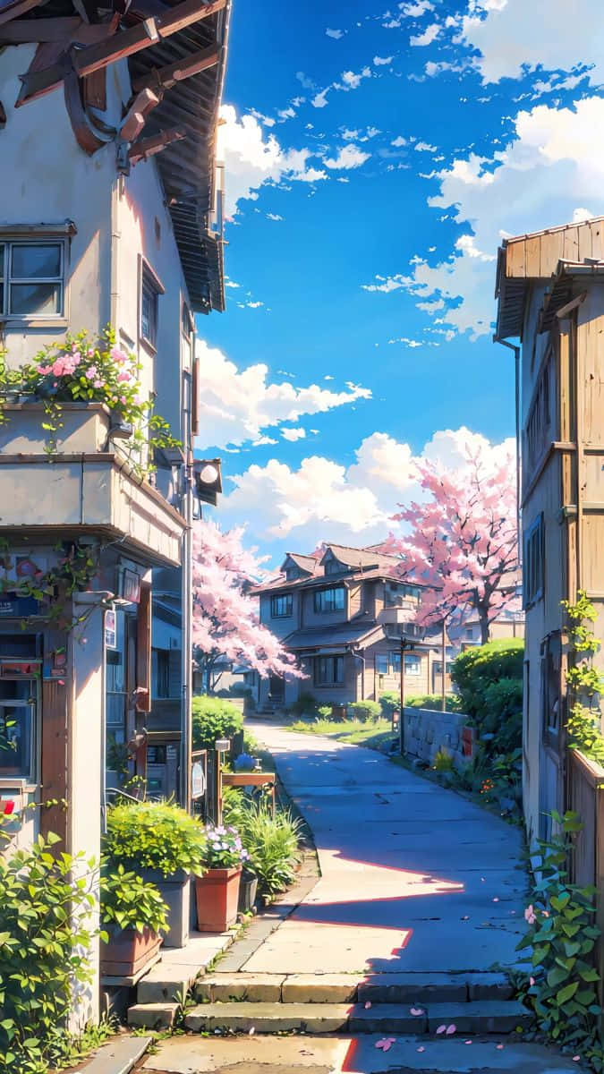 Sakura Blossom Street Anime Scenery