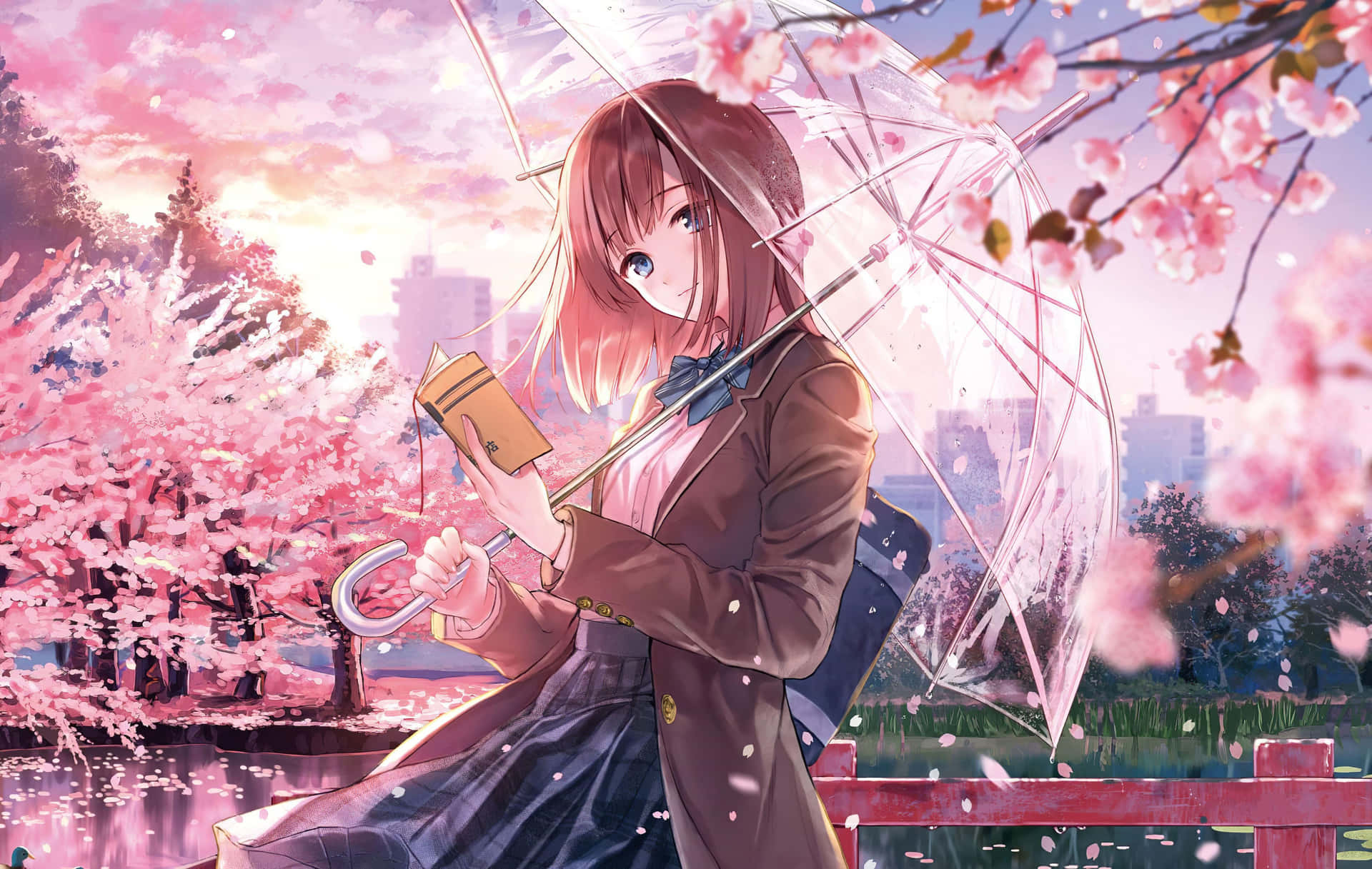 Sakura Blossom Umbrella Girl