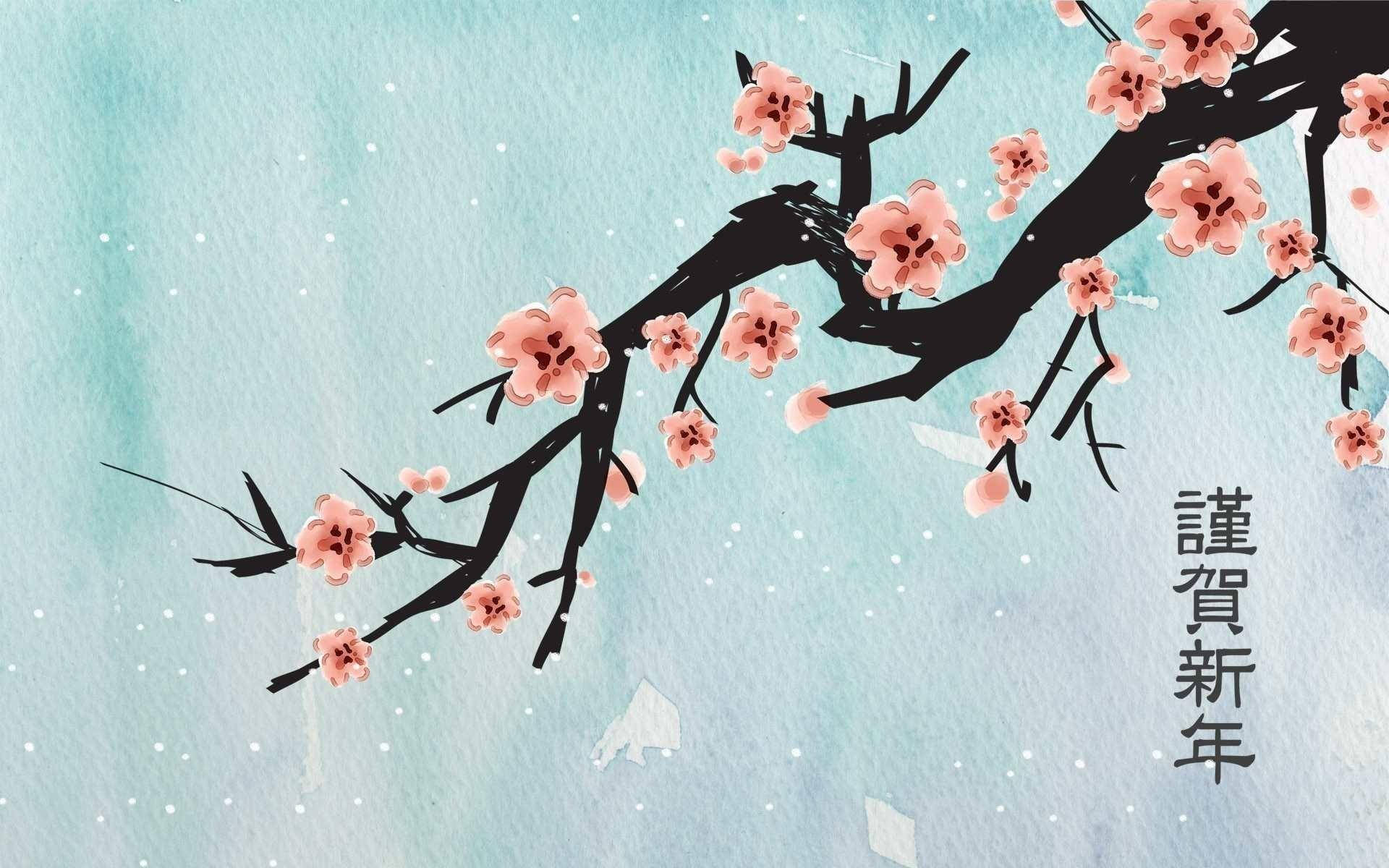 Sakura Branch Cute Tablet Background