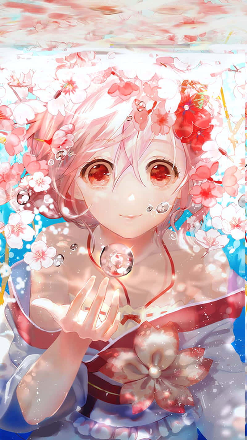 Sakura Donggang Under Water With Bubble Anime Background