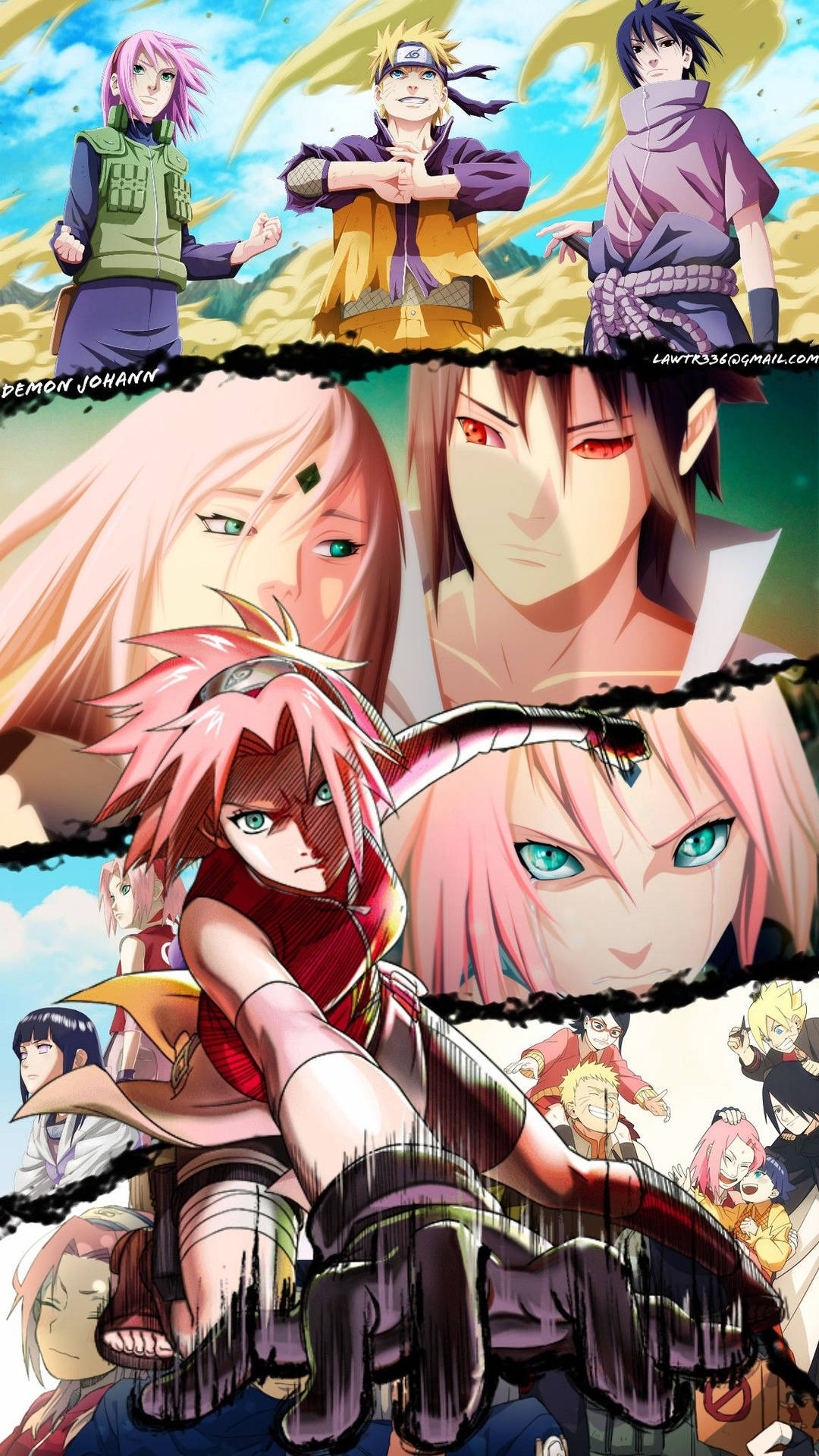 Sakura Haruno Collage Art - Showcasing The Strength And Personality Of The Iconic Naruto Character Background
