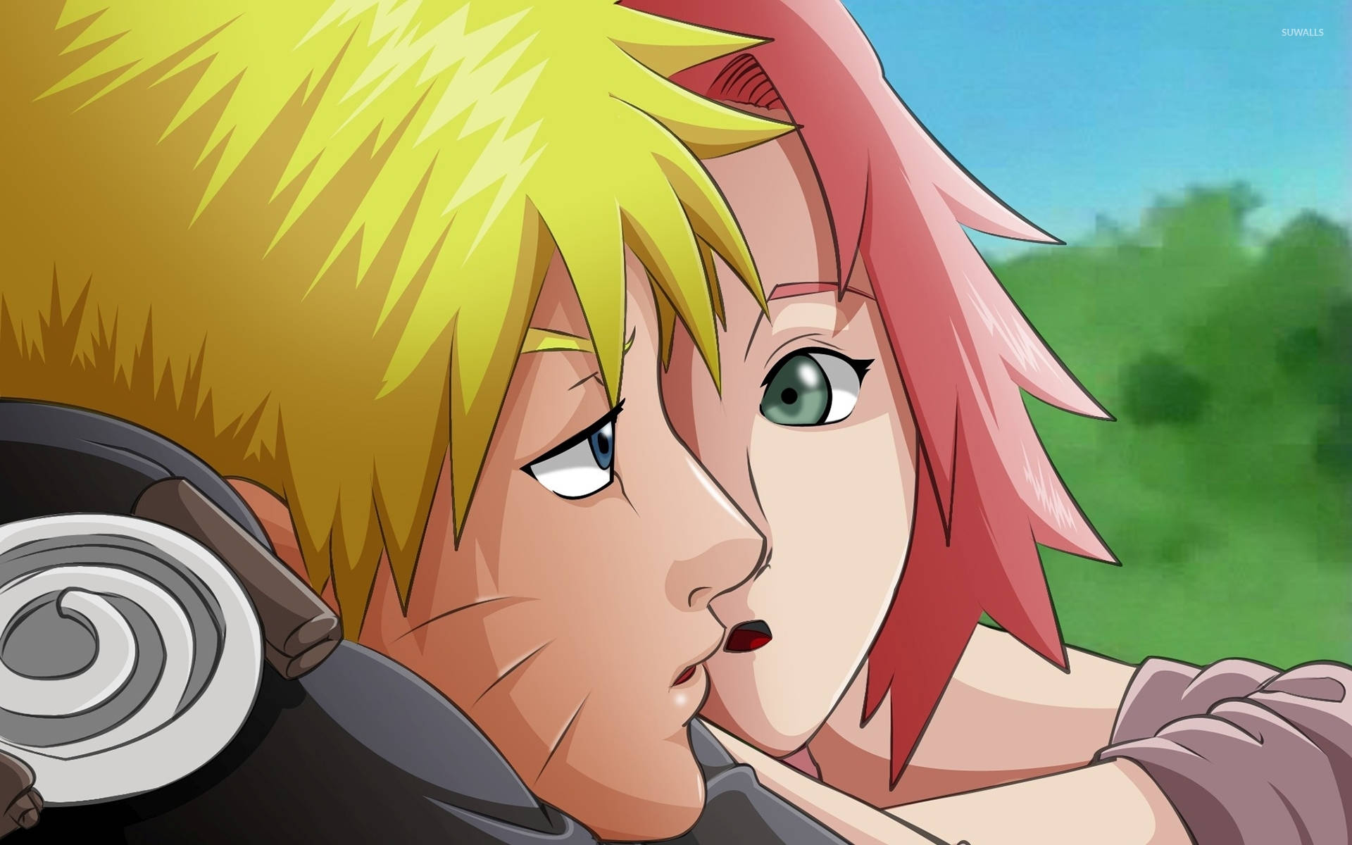 Sakura Looking At Naruto Background