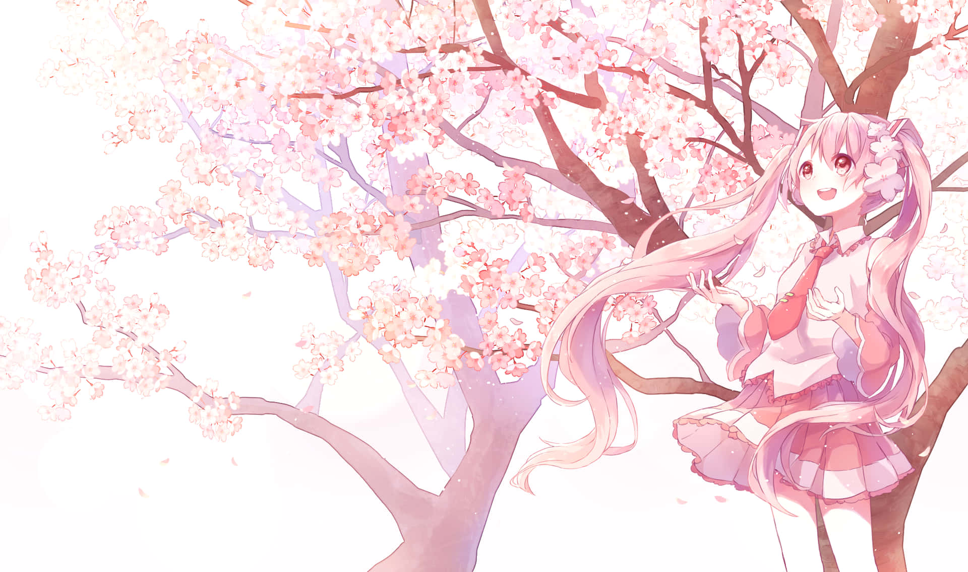 Sakura Miku In A Misty, Floral Setting