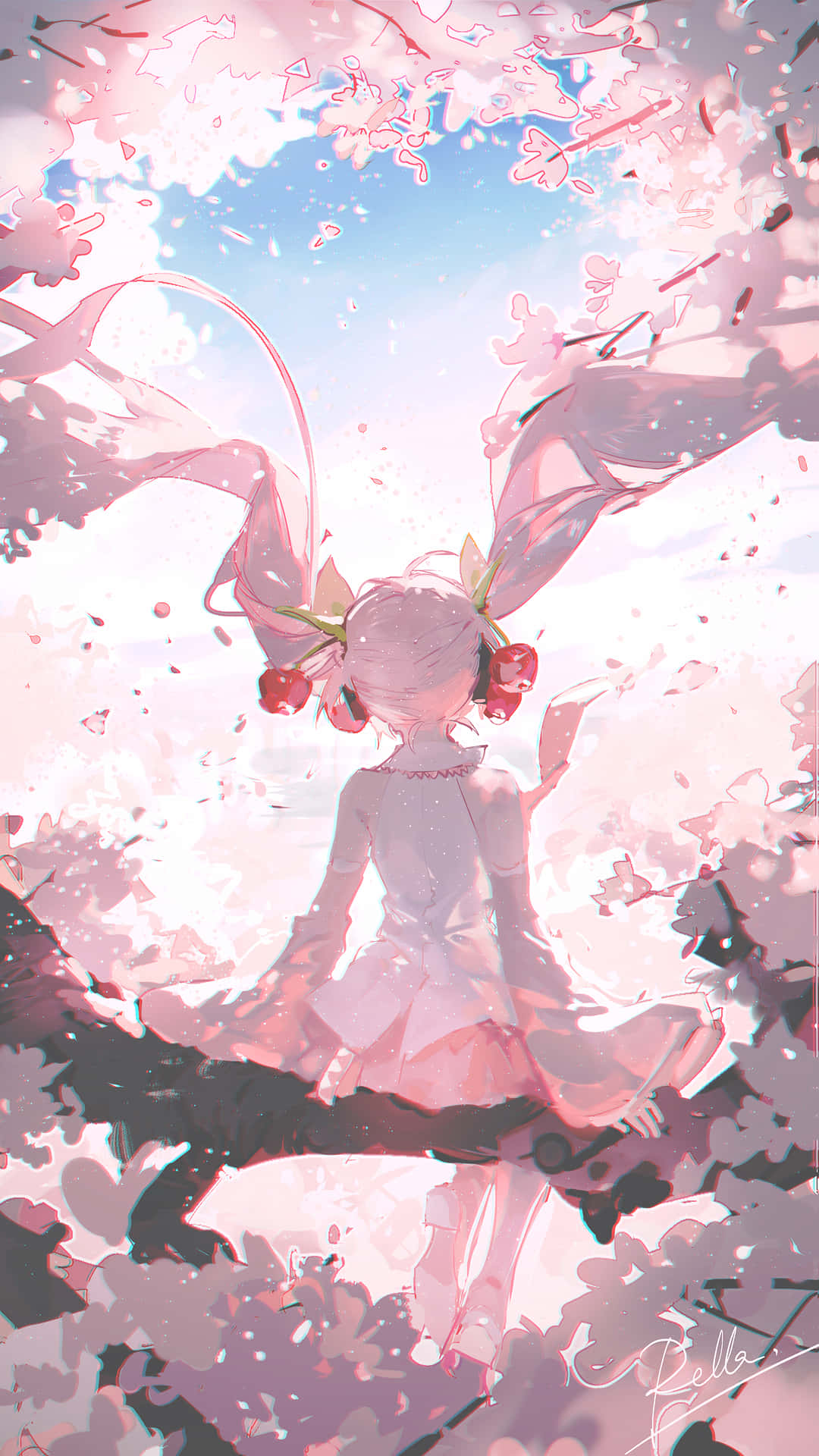 Sakura Miku In The Springtime Background