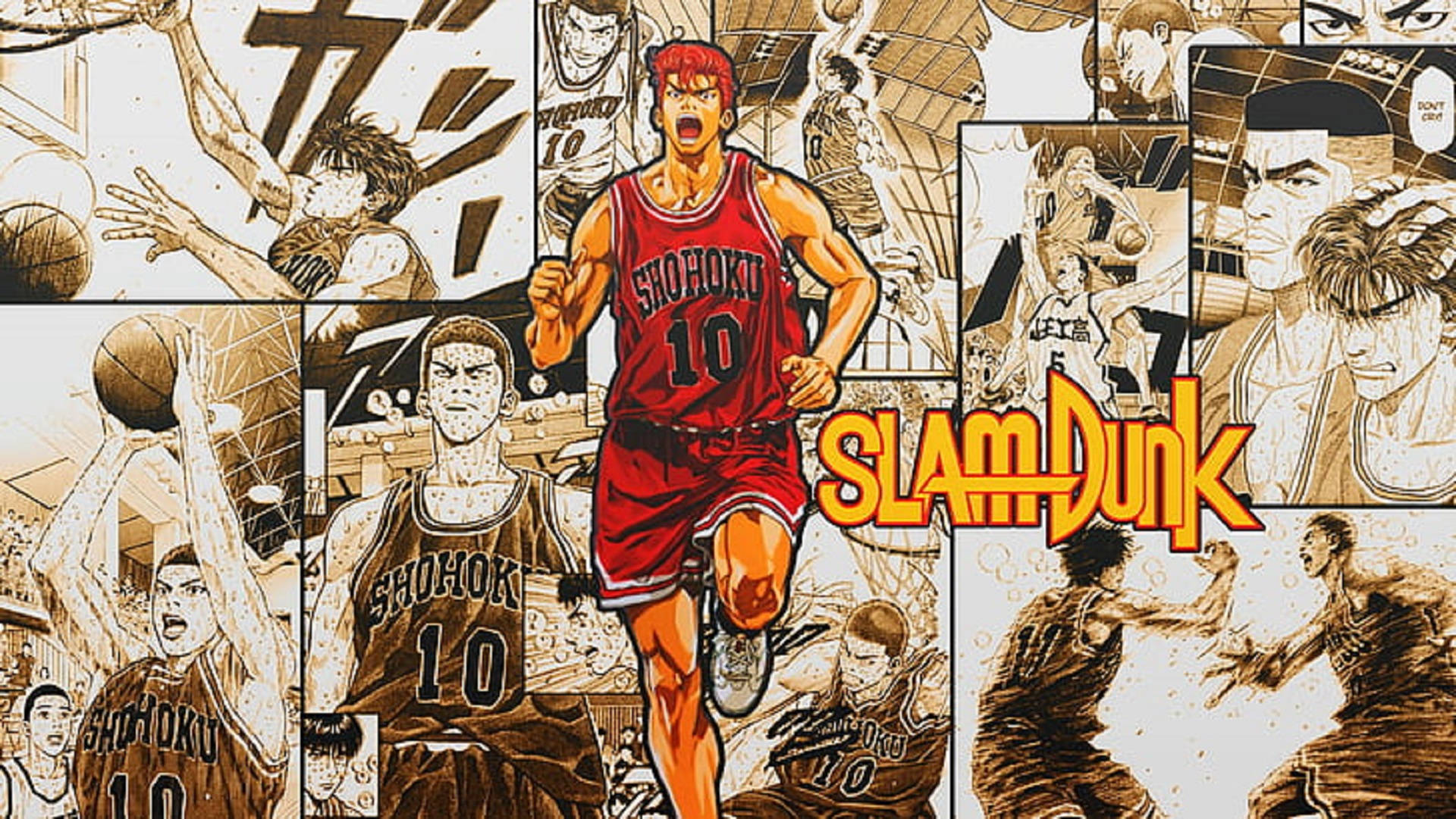 Sakuragi Of Slam Dunk Manga Panel Background