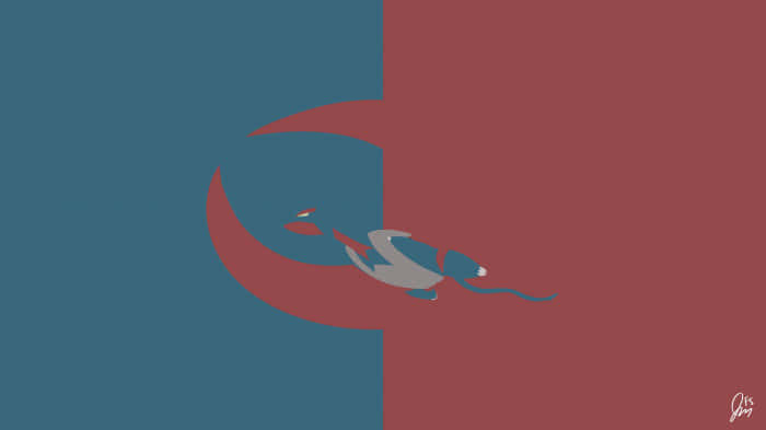 Salamence Flying Blue Red Background