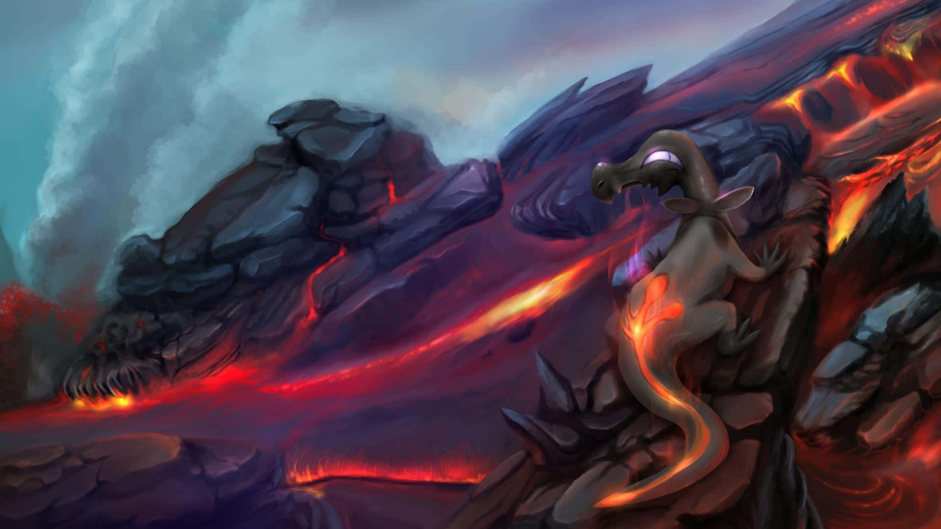 Salandit Near Lava Background