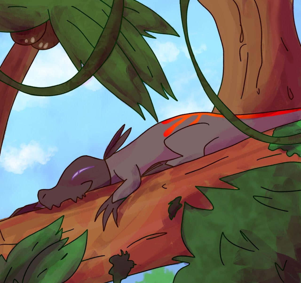 Salandit Resting On Tree