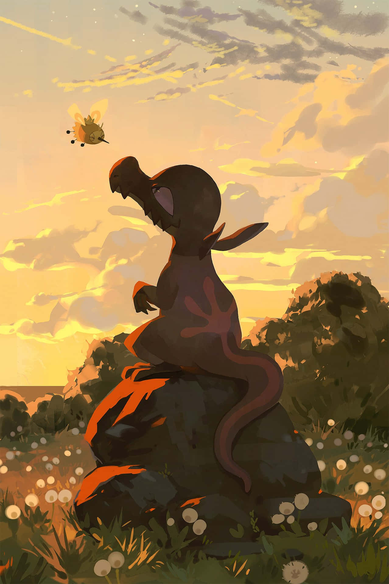 Salandit With Cutiefly Background