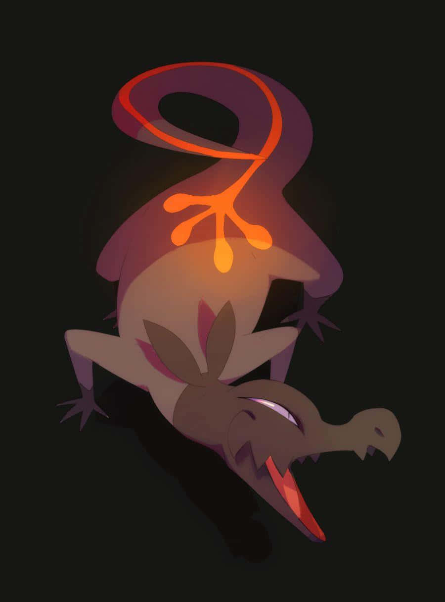 Salandit With Glowing Orange Tail Background