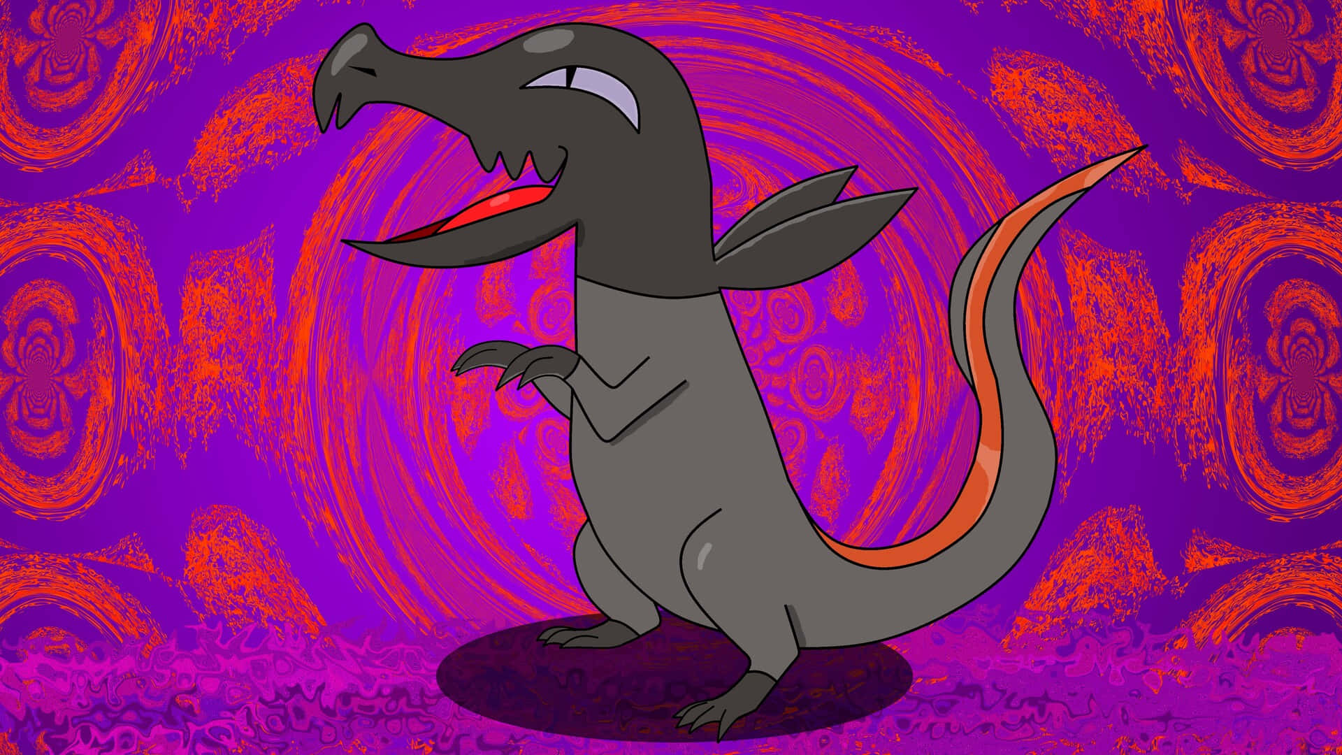 Salandit With Red And Purple Background Background