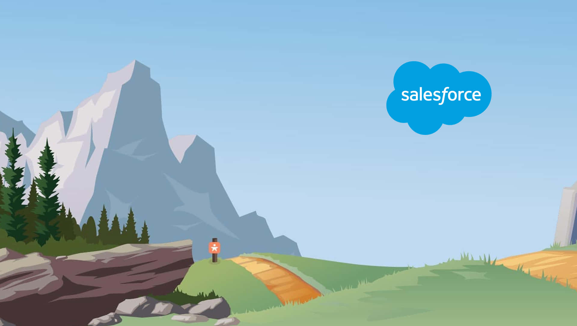 Salesforce - A Mountain Road With A Person Walking On It Background