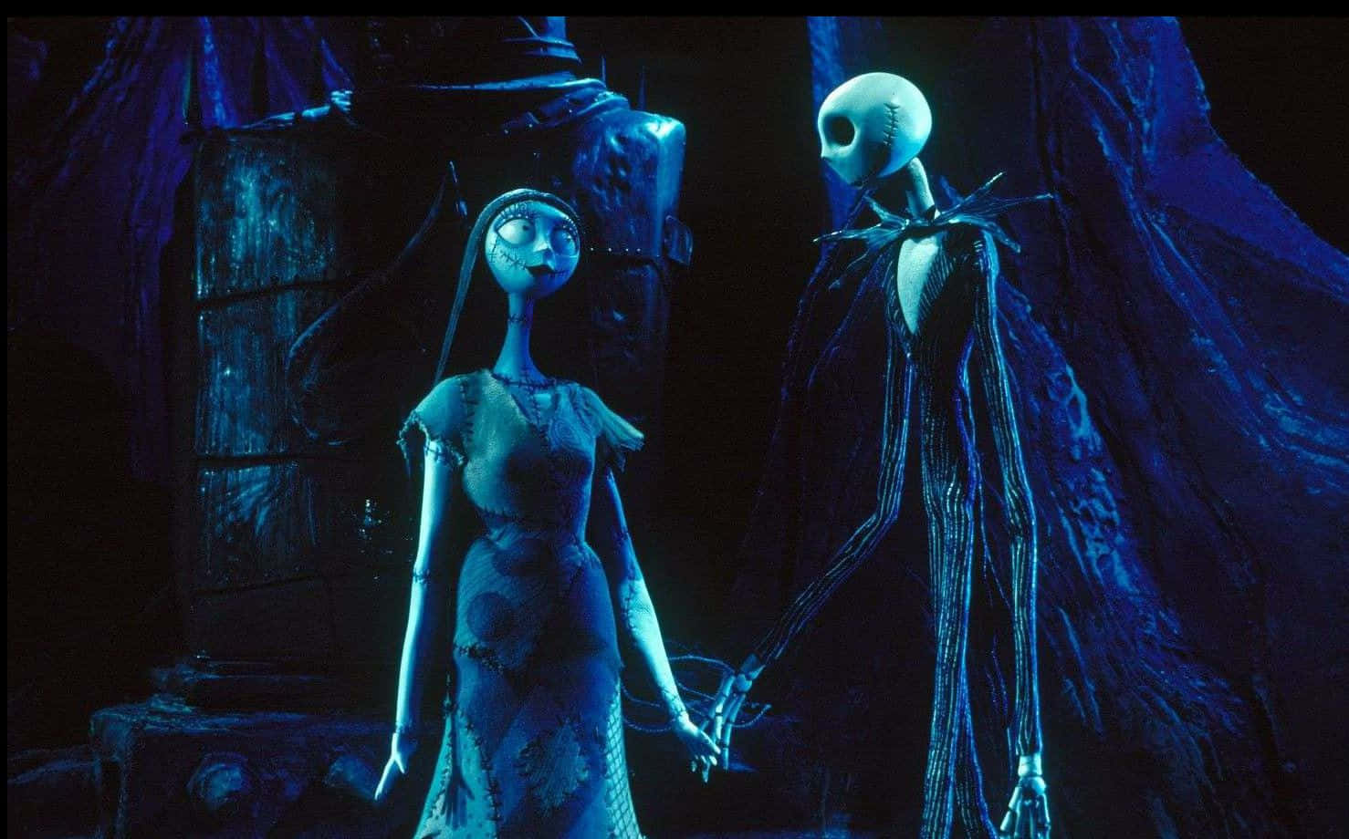 Sally And Jack In A Dark Nightmare Before Christmas
