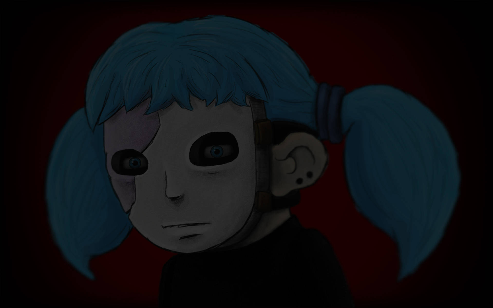 Sally Face In A Dark Room Background