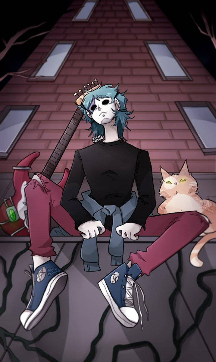 Sally Face Sitting On A Dumpster Background