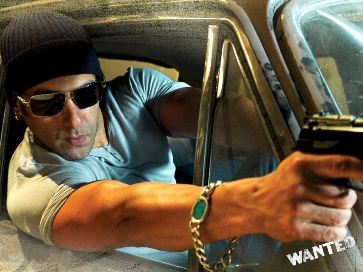 Salman Khan Hd Wanted Aiming Gun In Car Background