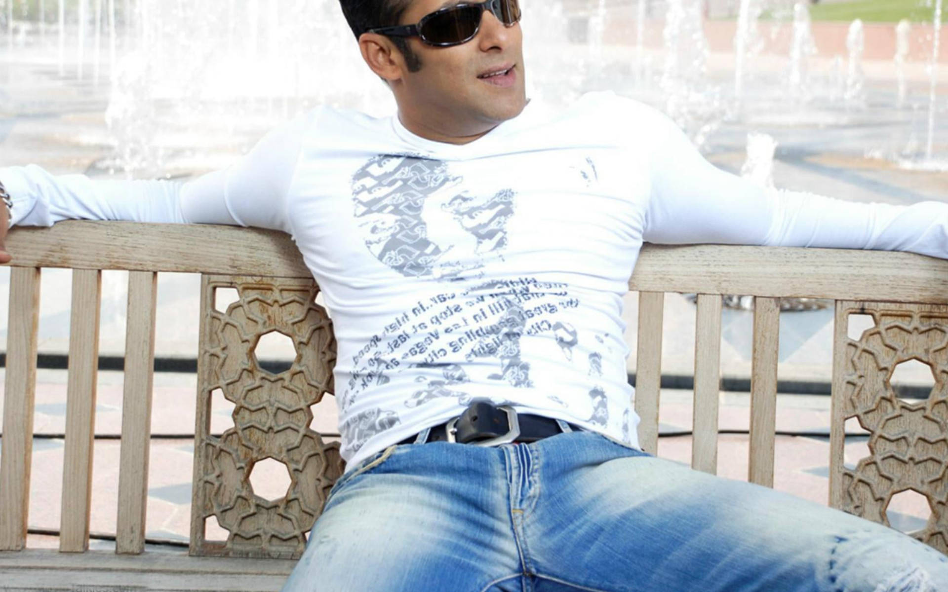 Salman Khan On Bench Background