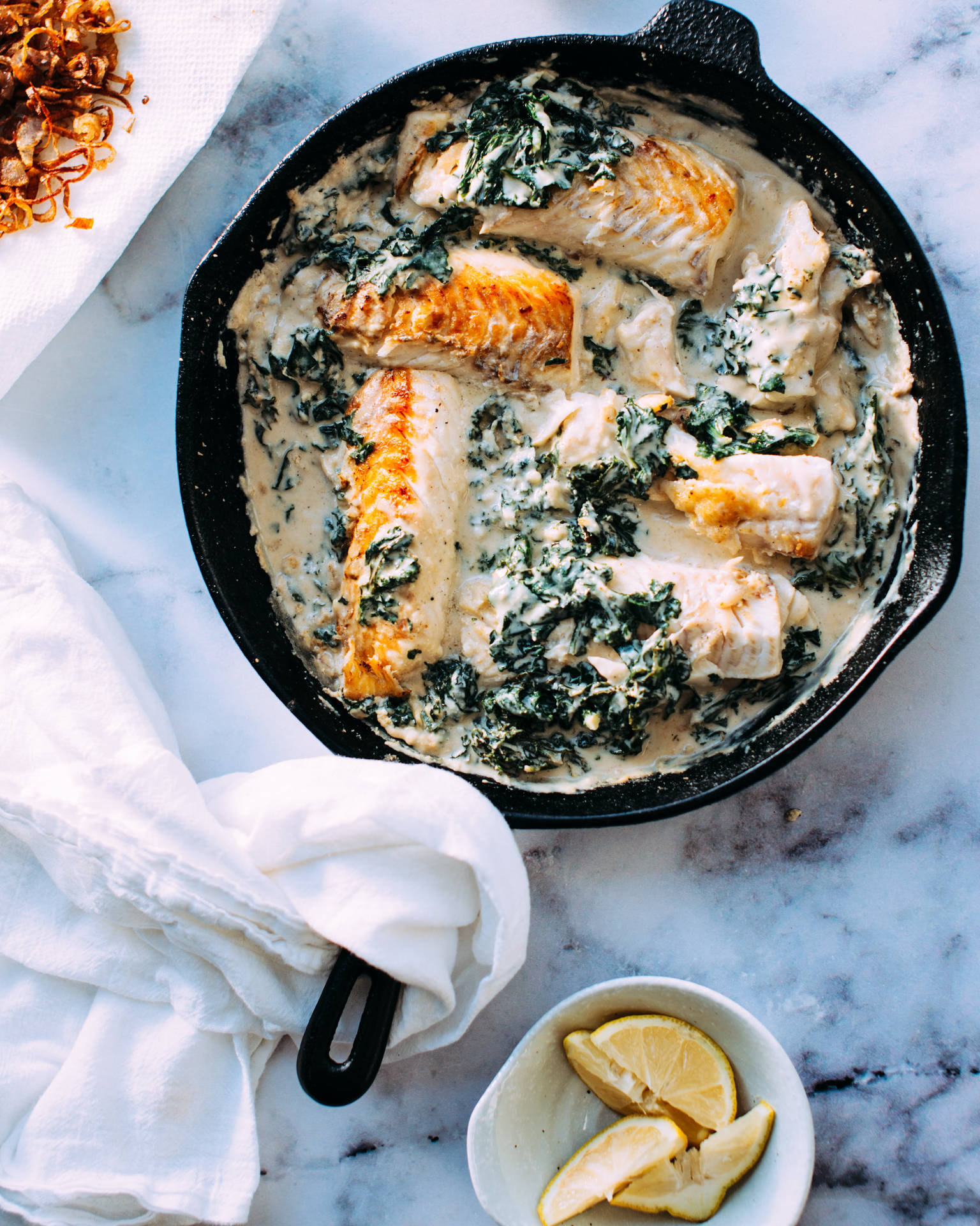 Salmon Creamy Spinach On Pan