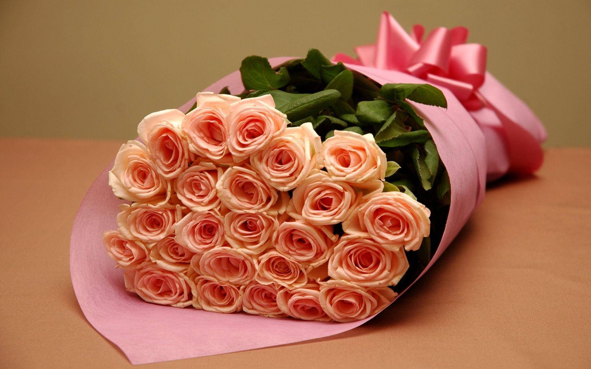 Salmon Pink Roses Bouquet Background