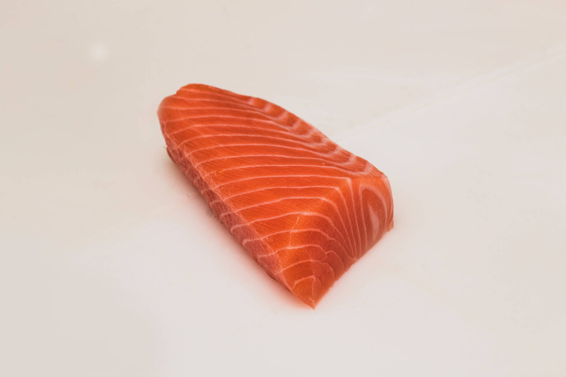 Salmon Raw Slice On Plain White