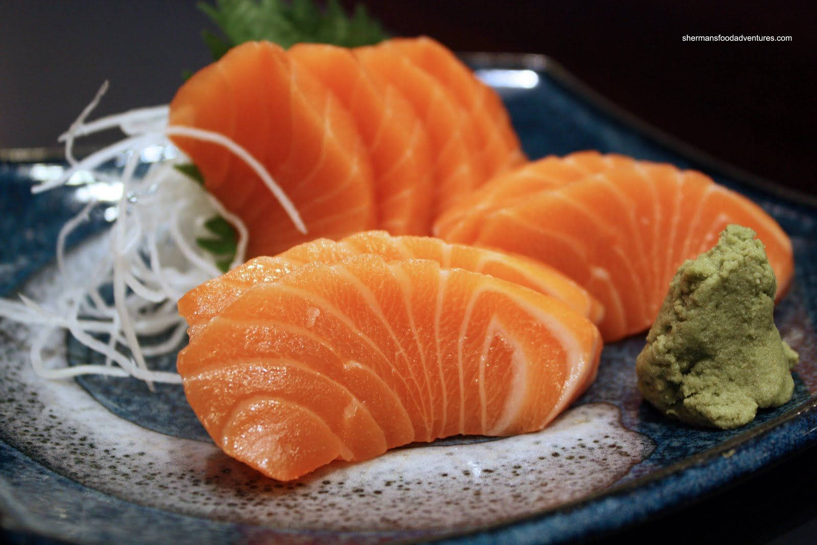 Salmon Sashimi With Wasabi Background