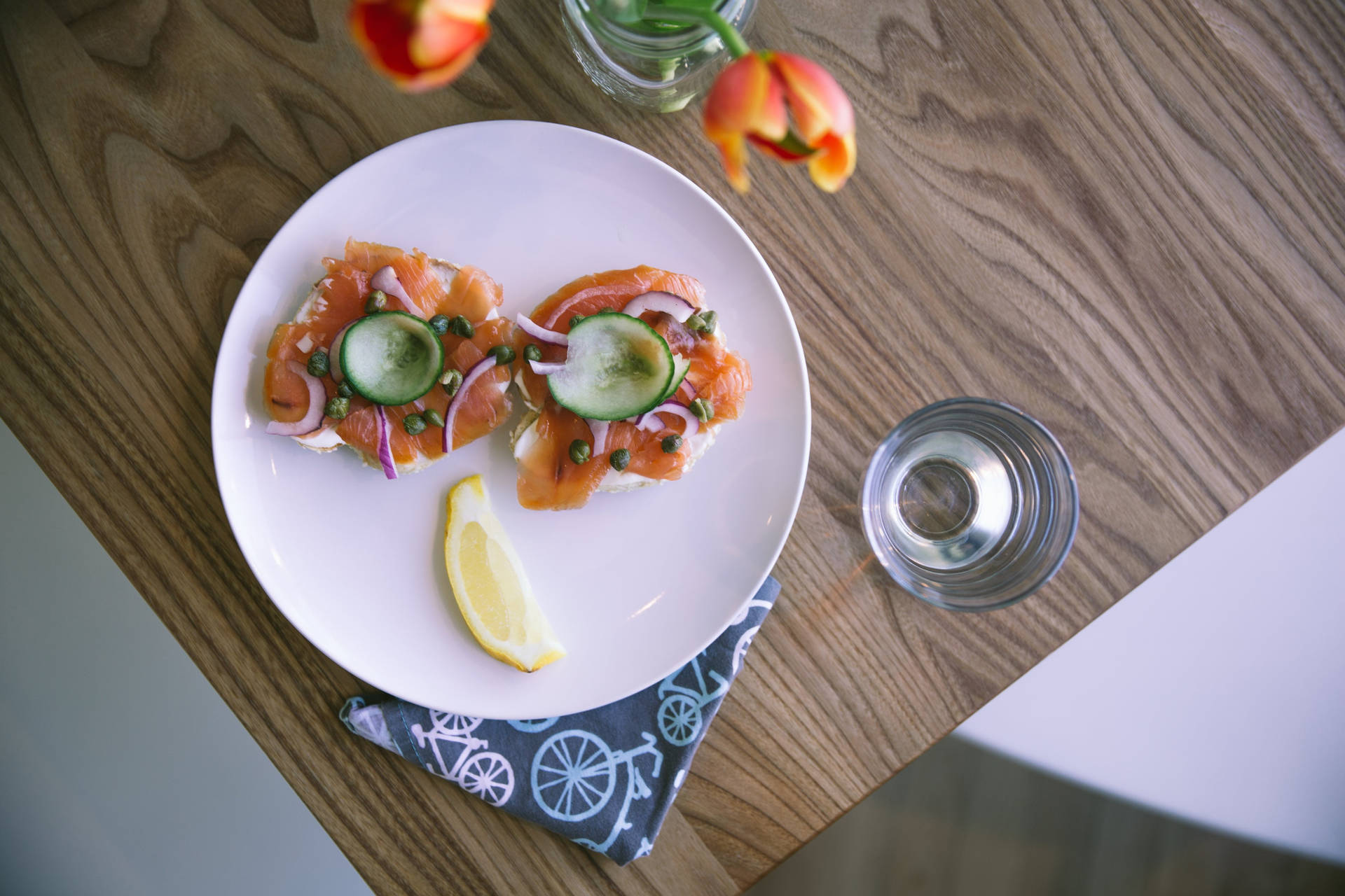 Salmon Slices With Lime And Lemon Background