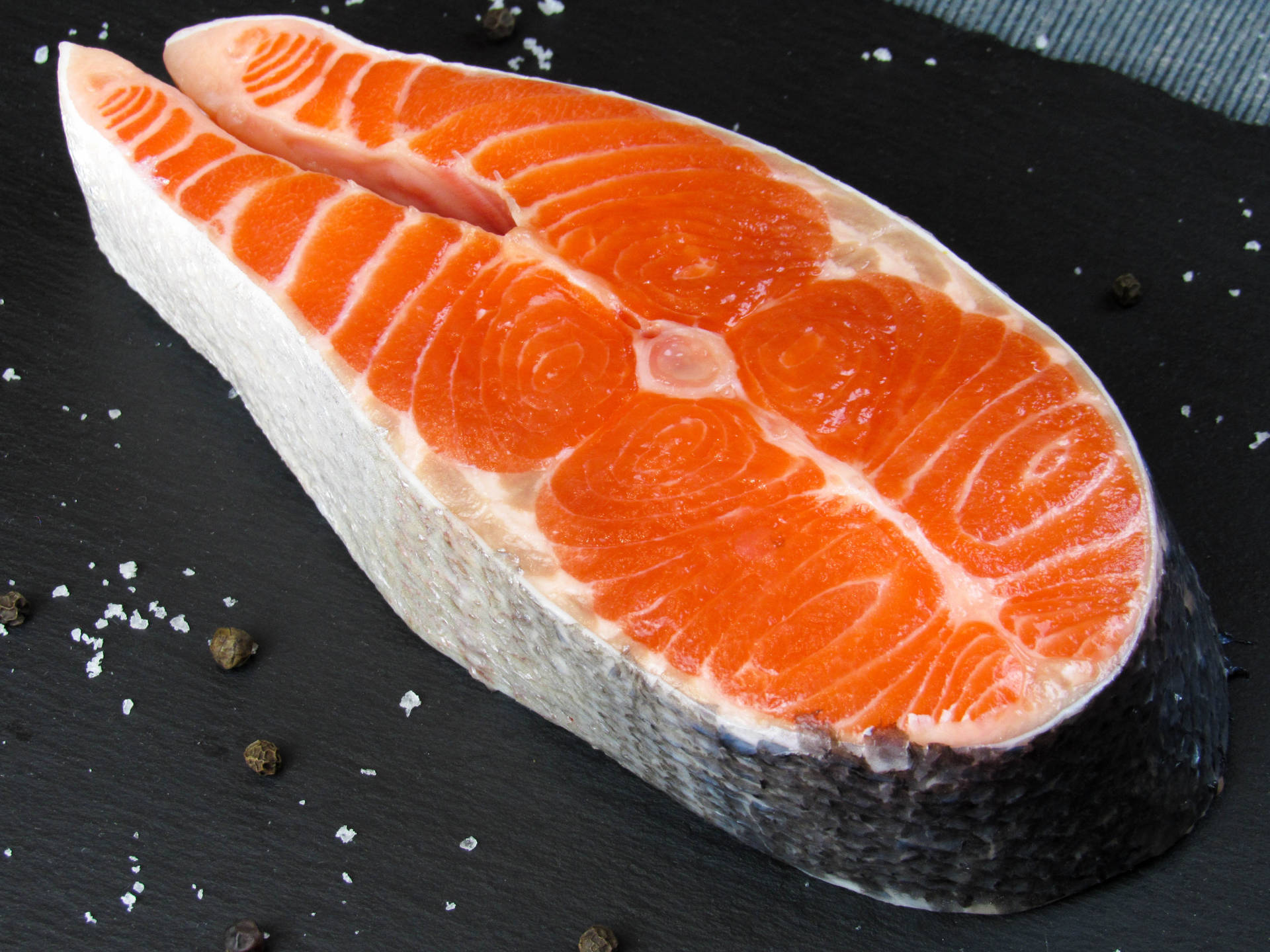 Salmon Steak On Pan Background