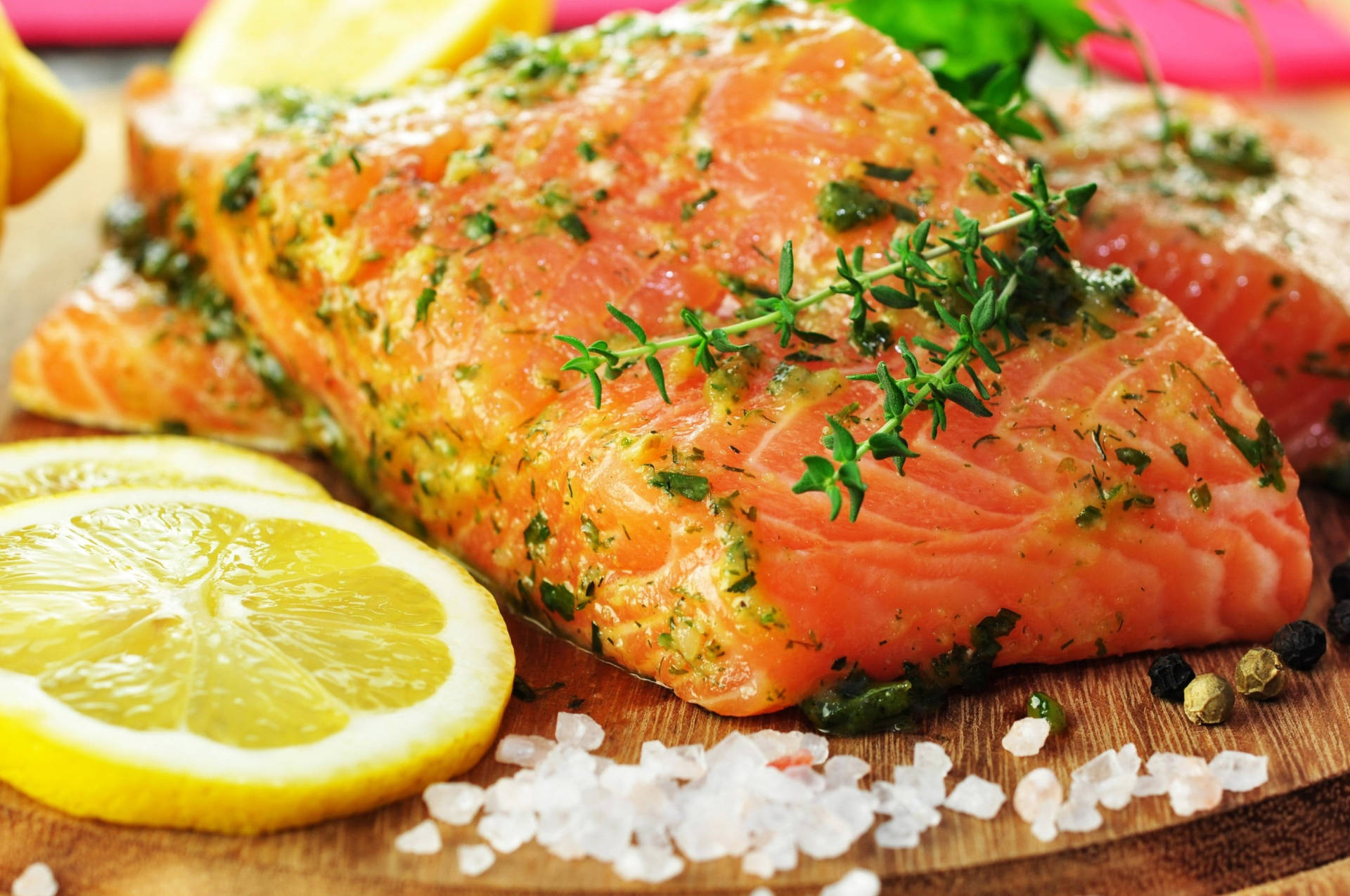 Salmon With Herbs Lemon And Salt