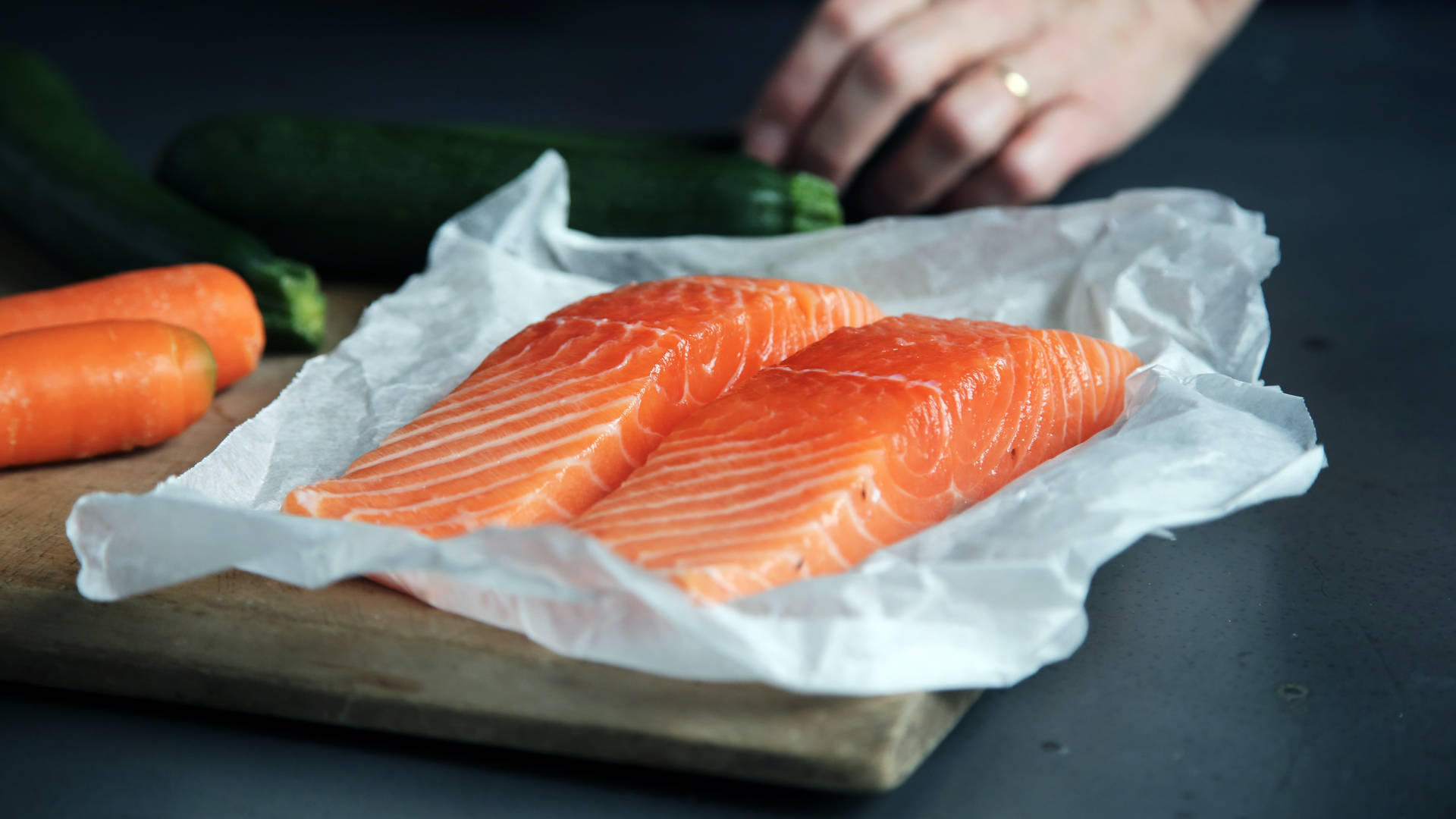 Salmon With Paper Wrap Background