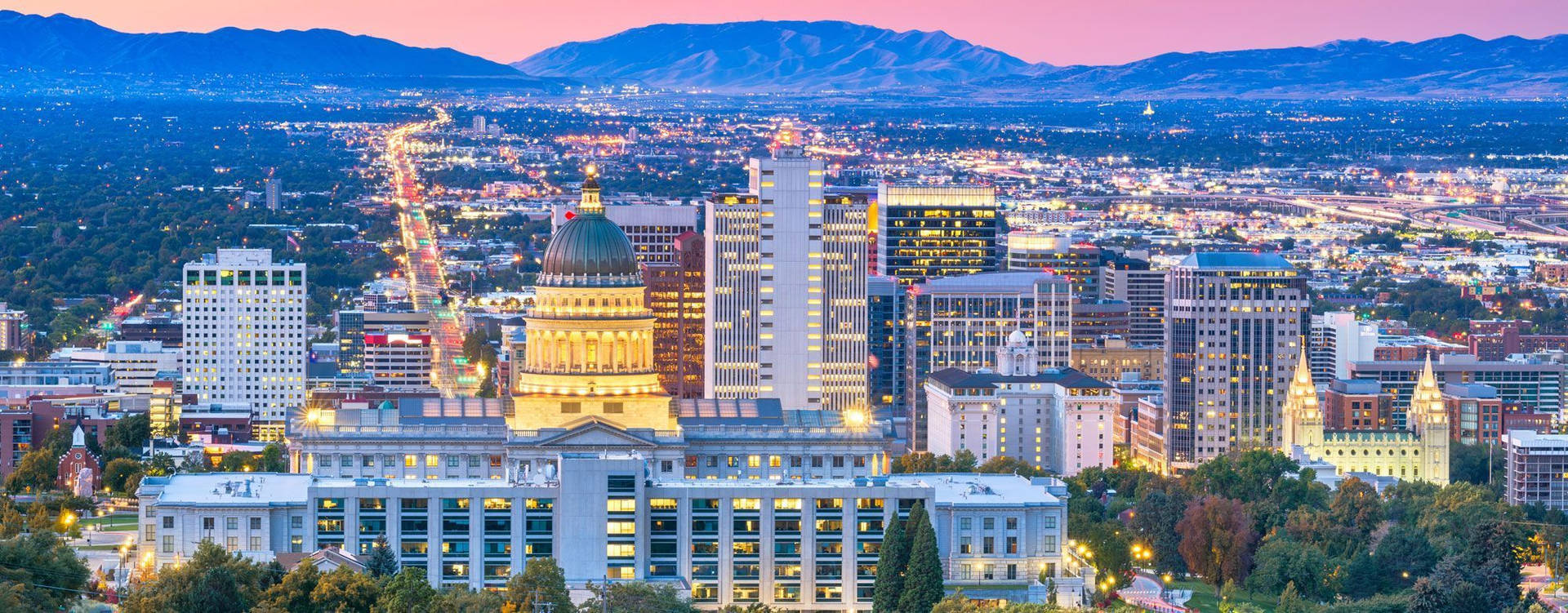 Salt Lake City Pink Horizon Background