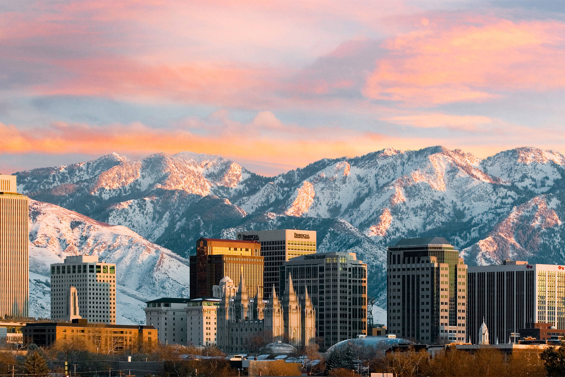 Salt Lake City Pink Sky Background