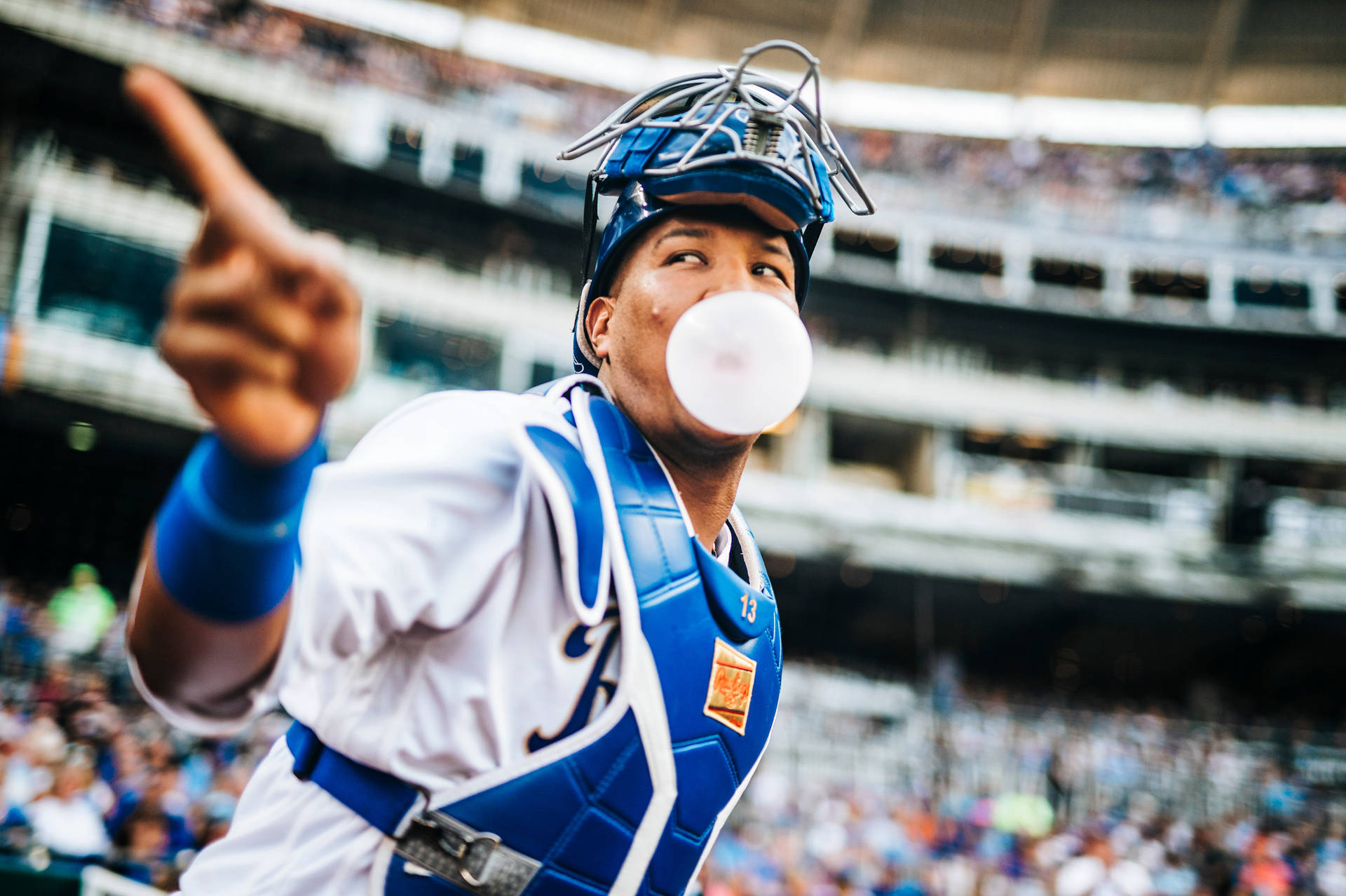 Salvador Perez Bubblegum Closeup Background