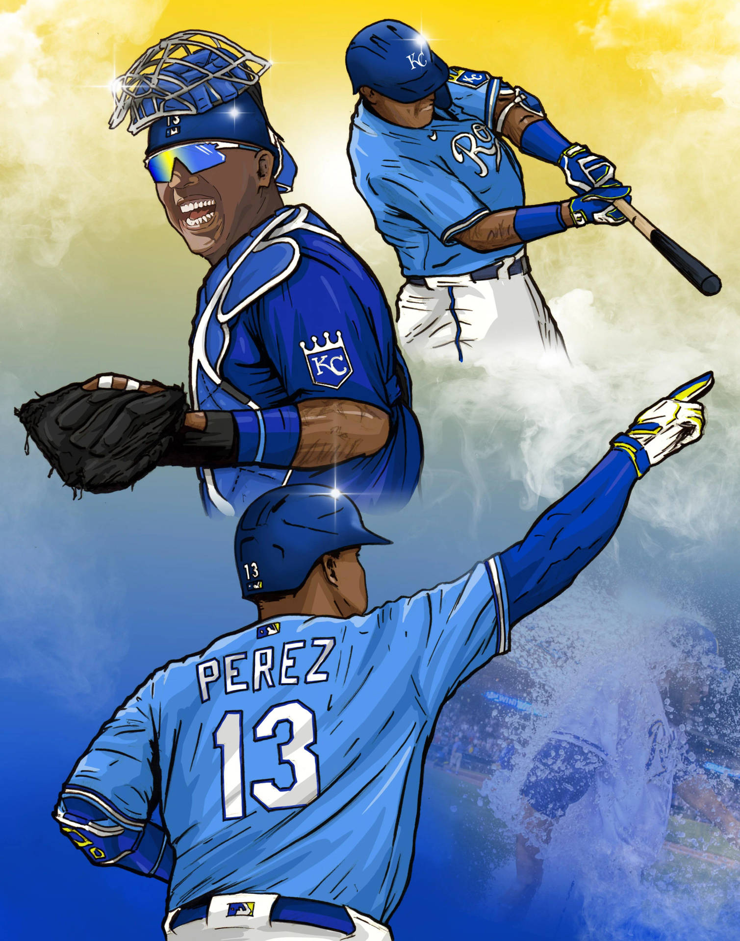 Salvador Perez Cartoon Collage Background