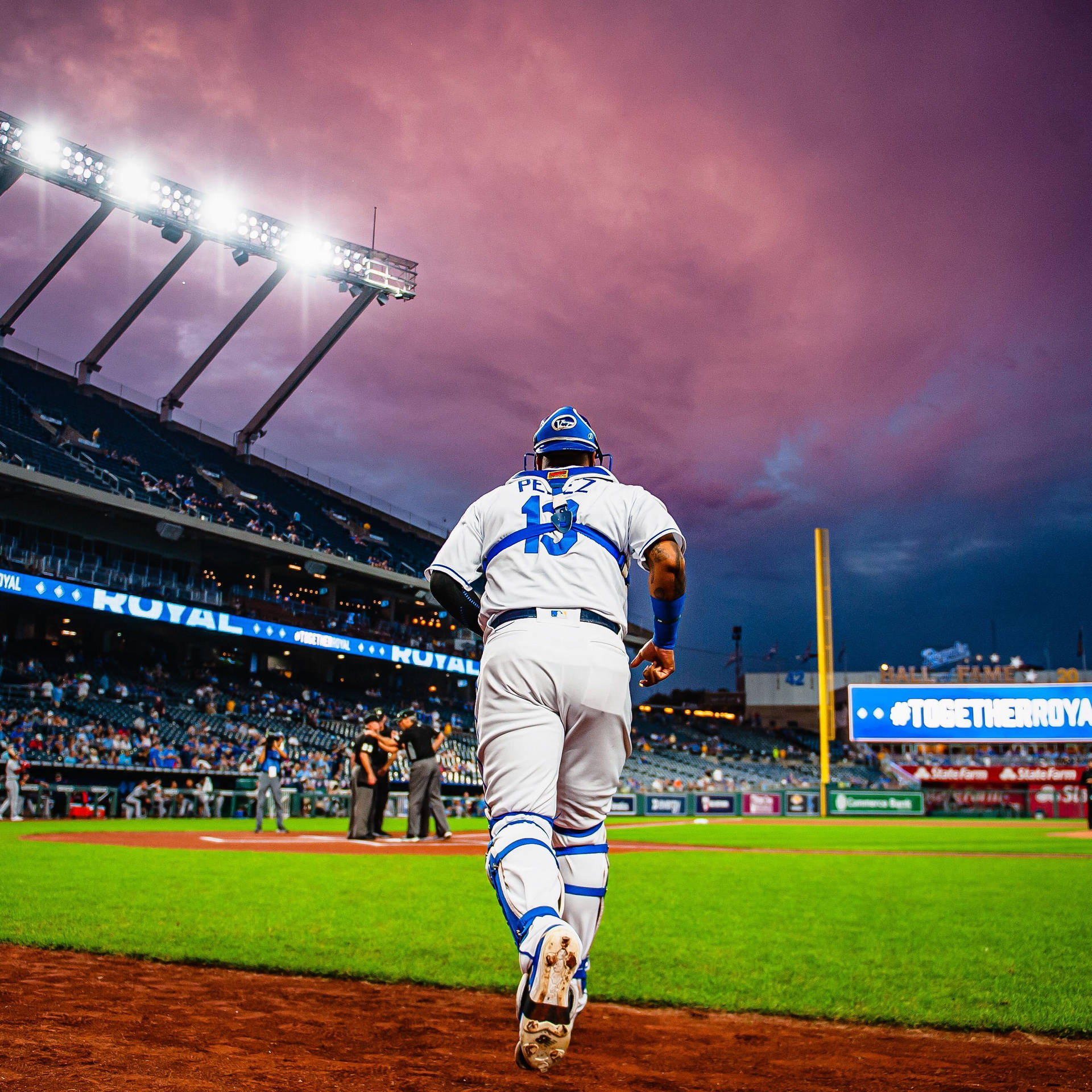 Salvador Perez Heading Out Background