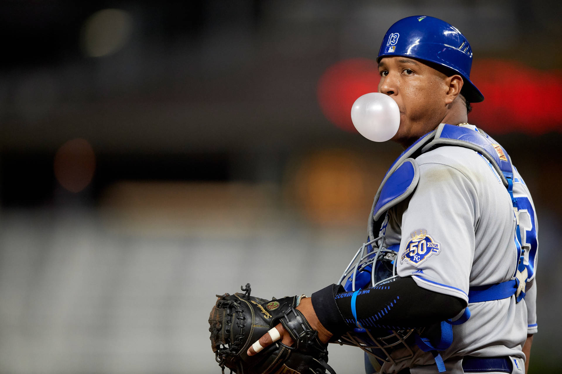 Salvador Perez With Gum Background