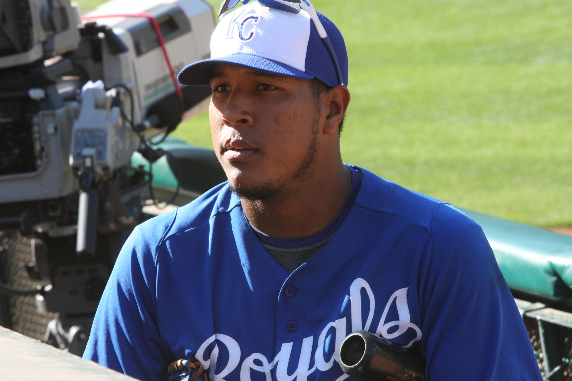 Salvador Perez With Nearby Camera Background