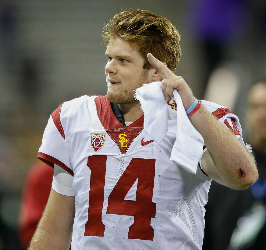 Sam Darnold Peace Sign Footballer Background