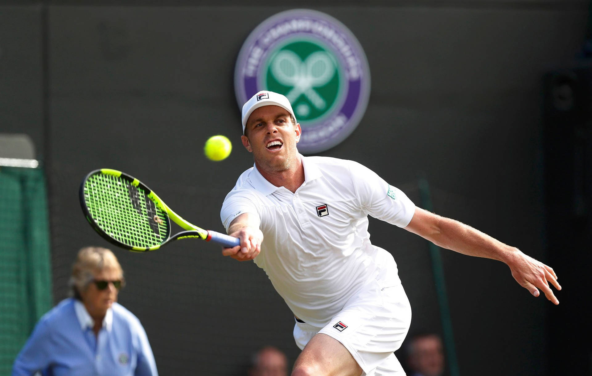 Sam Querrey In Action At Wimbledon Background